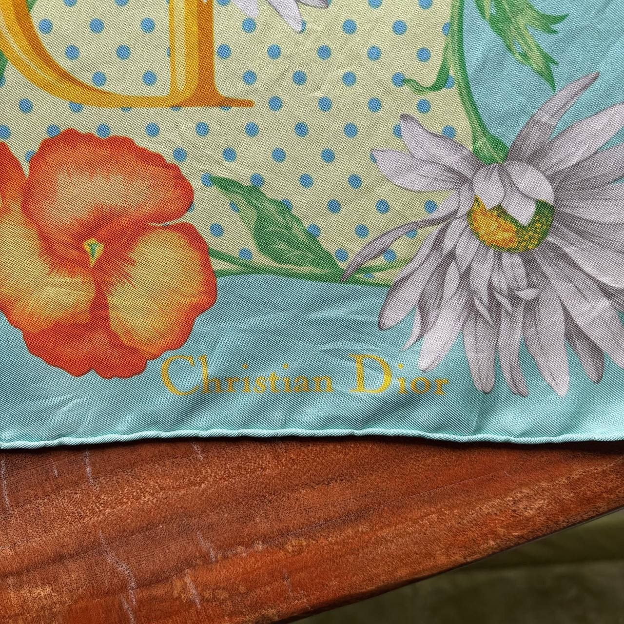 Christian Dior Monsieur Vintage Christian Dior Floral Print Silk Scarf Size ONE SIZE - 2 Thumbnail