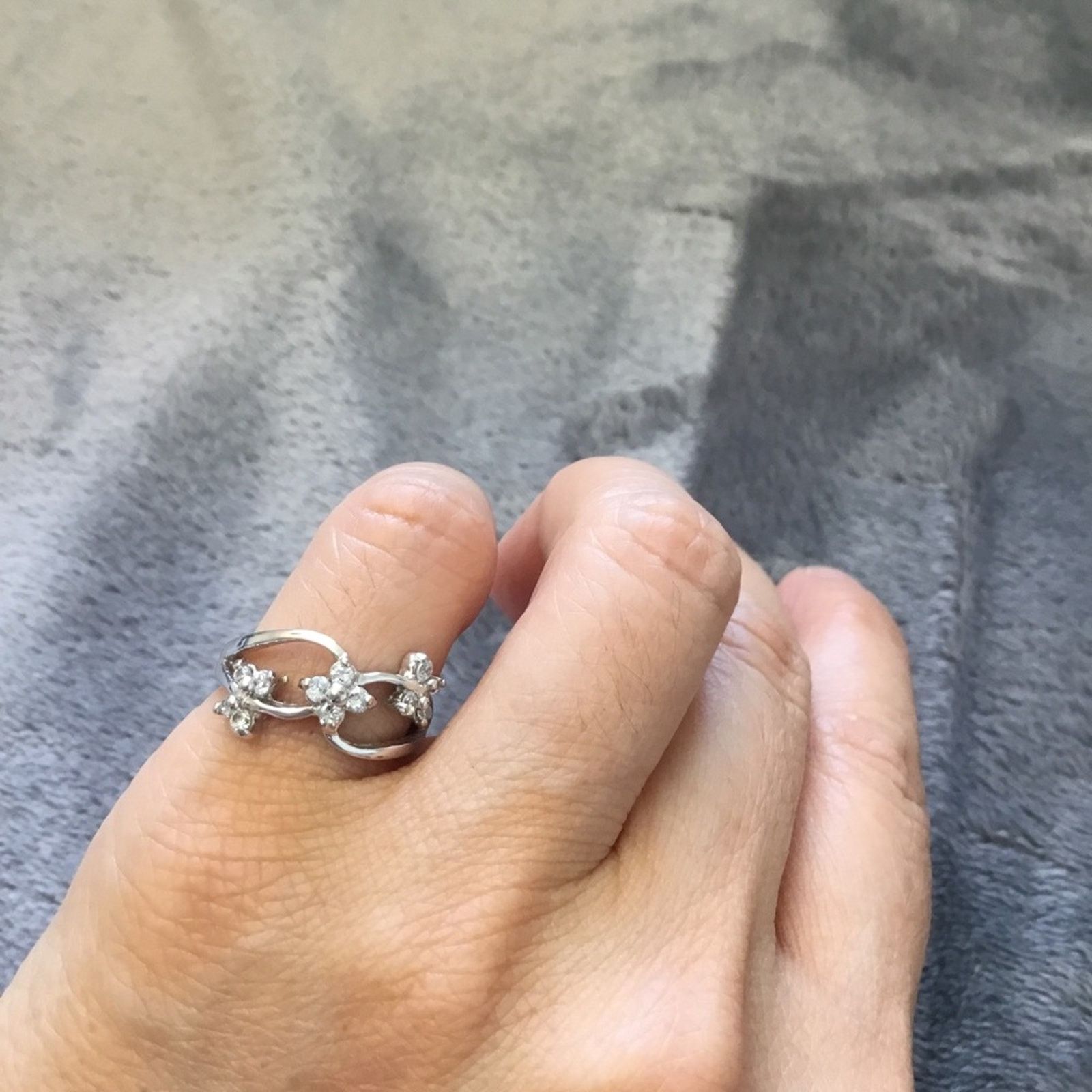 Other Silver Trio Butterfly Crystals Ring Size ONE SIZE - 6 Thumbnail