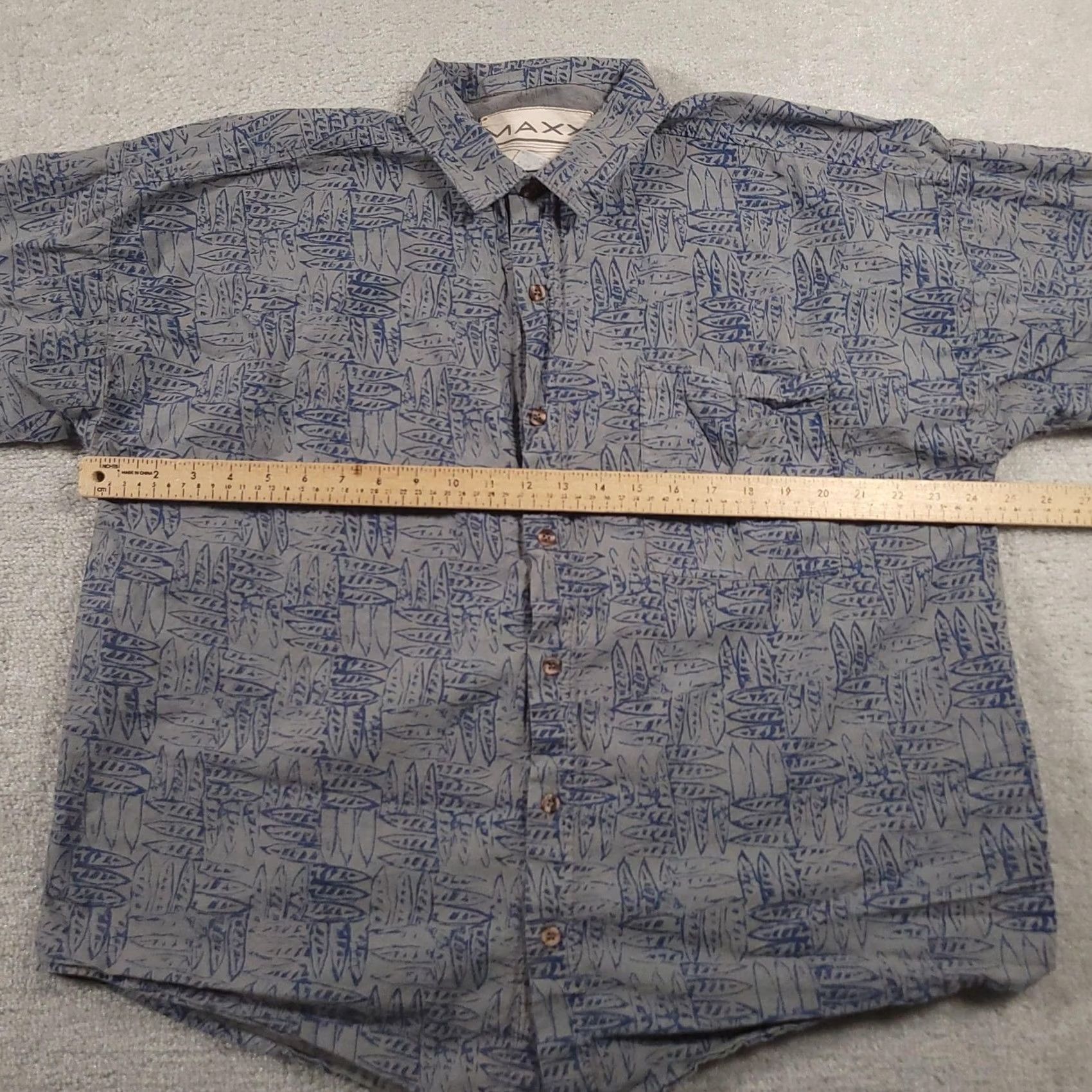 Vintage Maxx Shirt Mens Large Blue Surfboard Print Short Sleeve Button Up Beach Cotton Graphic Print Shirt Size US L / EU 52-54 / 3 - 2 Thumbnail