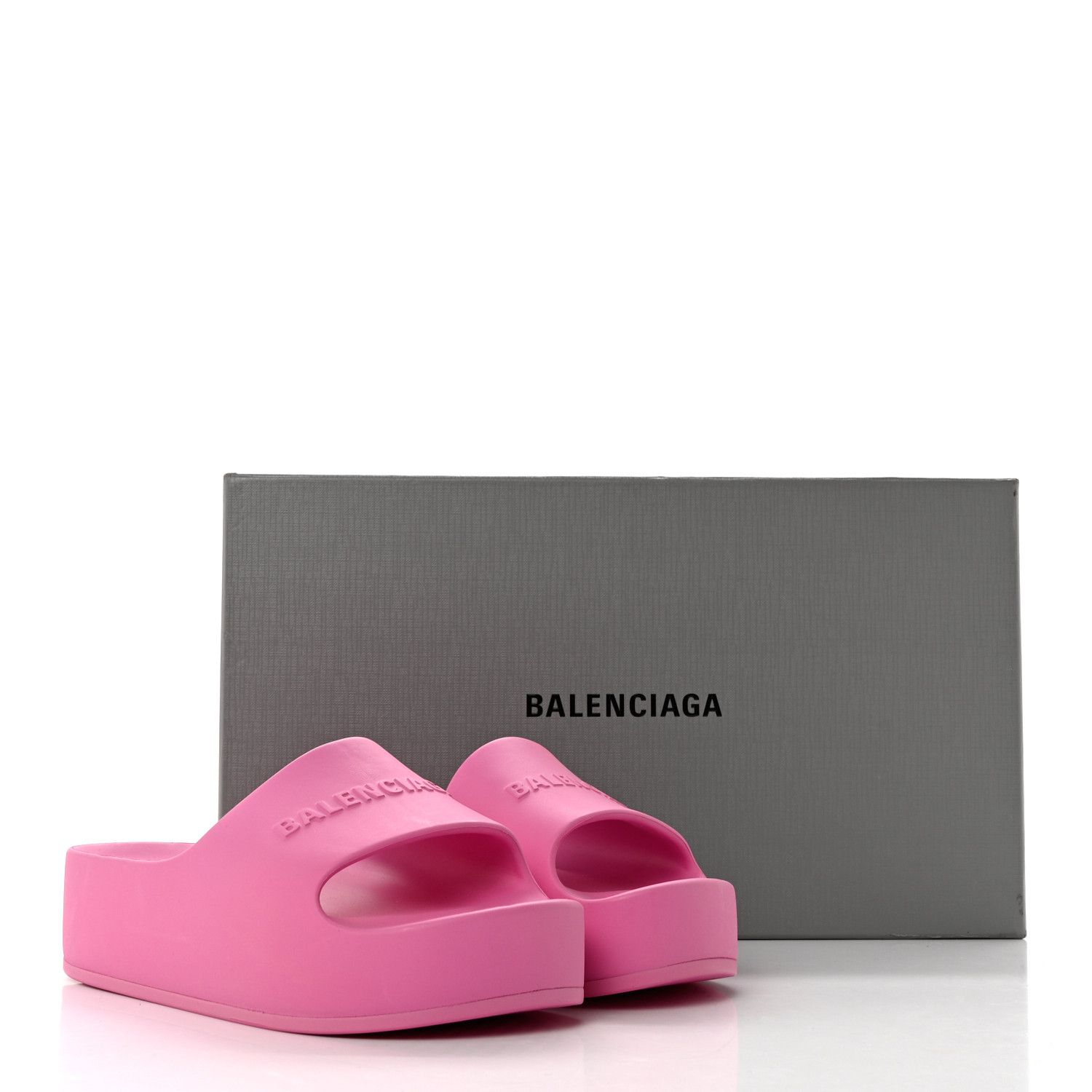 Pink Balenciaga Mono Rubber Slides Rubber Chunky Platform Slide