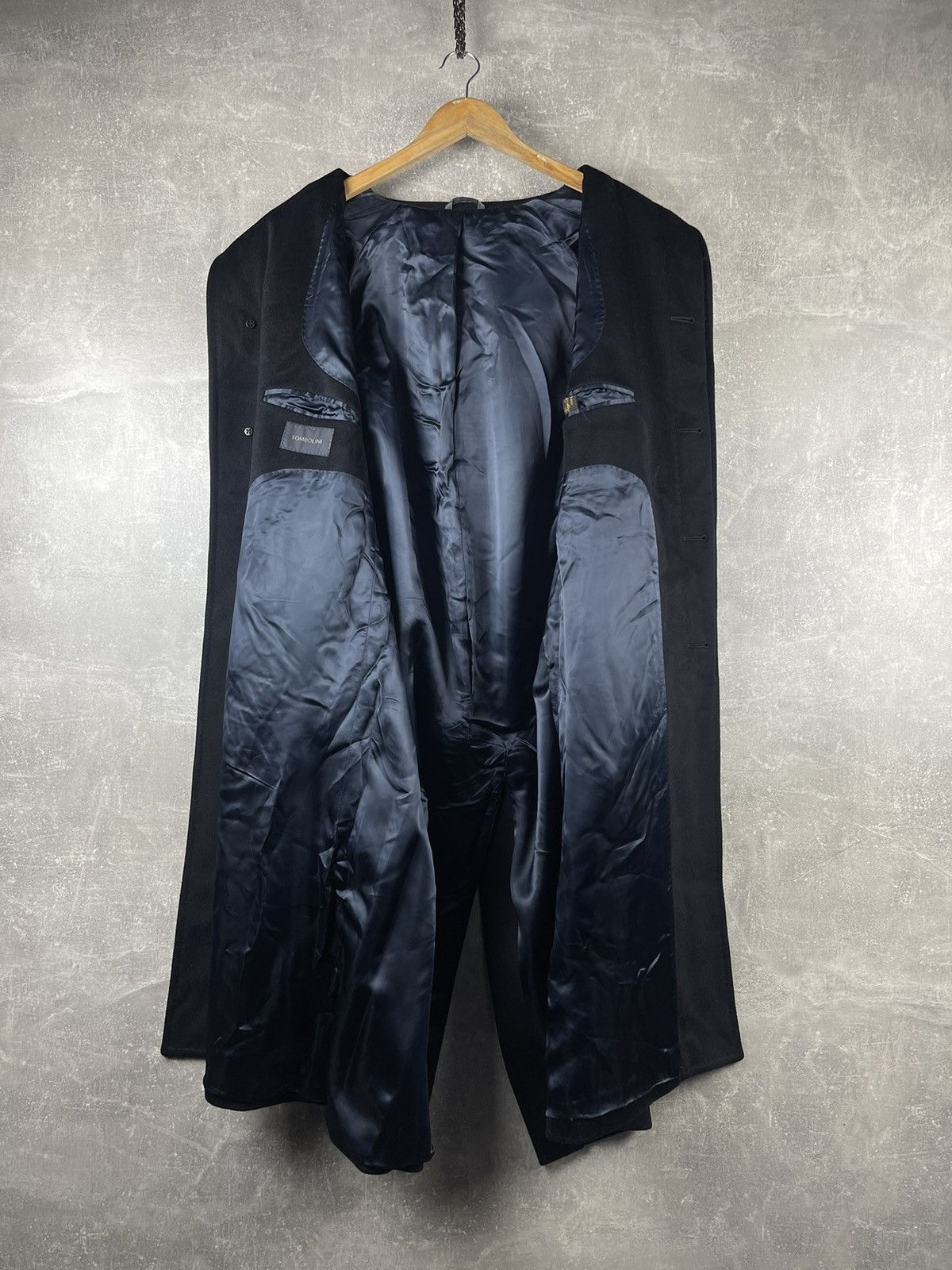 Tombolini Tombolini ing Loro Piana Wool Belted Overcoat Black Size US L / EU 52-54 / 3 - 9 Thumbnail