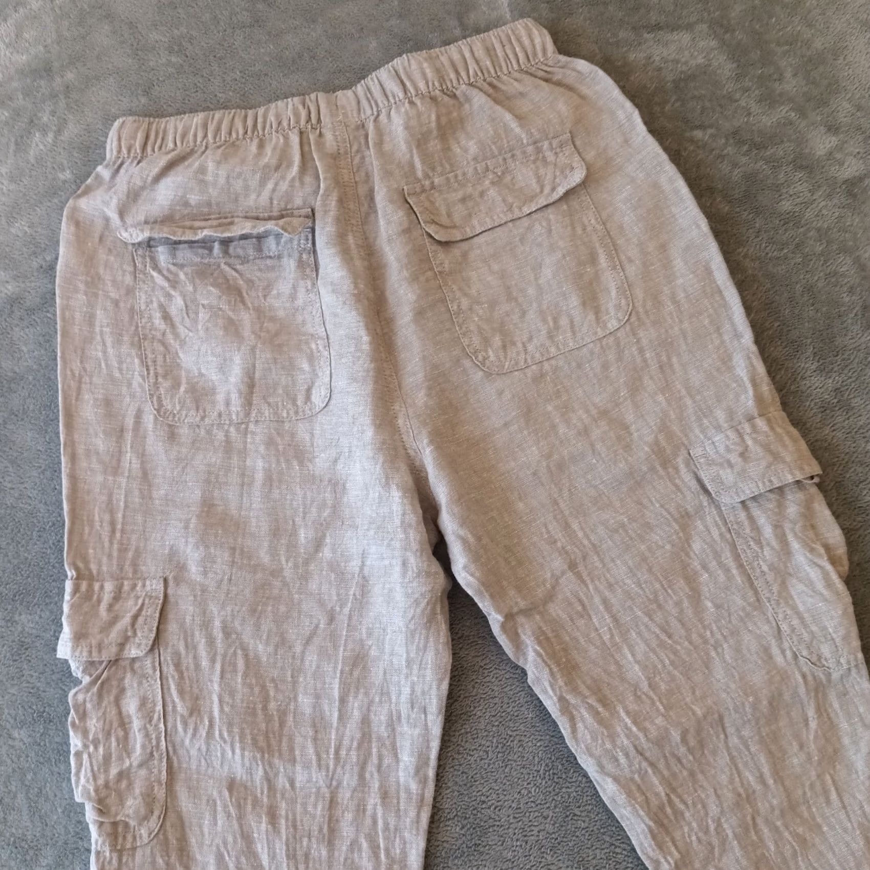 Nicole Miller Nicole Miller Cargo Pants Womens Small Gray Linen Drawstring Tapered 28x29 Size 28" / US 6 / IT 42 - 7 Thumbnail
