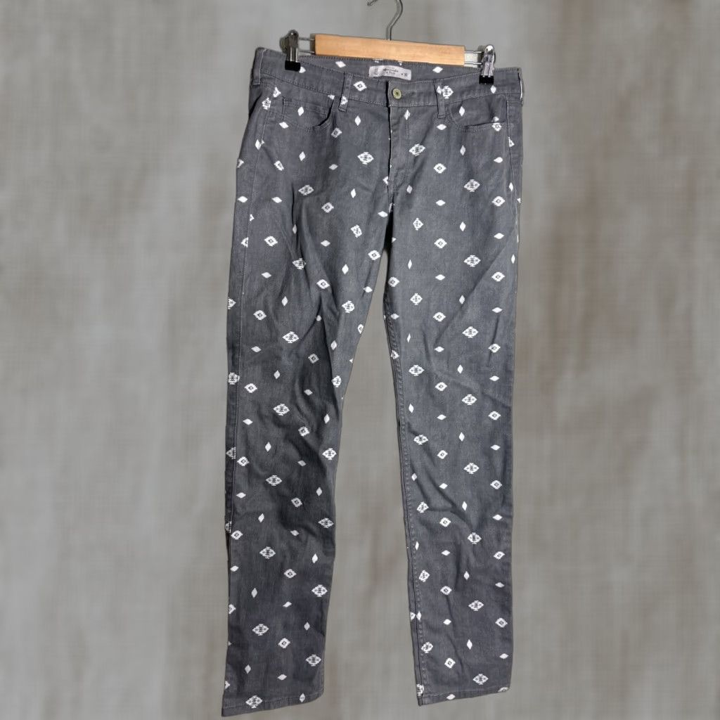 Abercrombie & Fitch Grey Southwestern Blue Print Skinny Jeans Womens 10 30x31