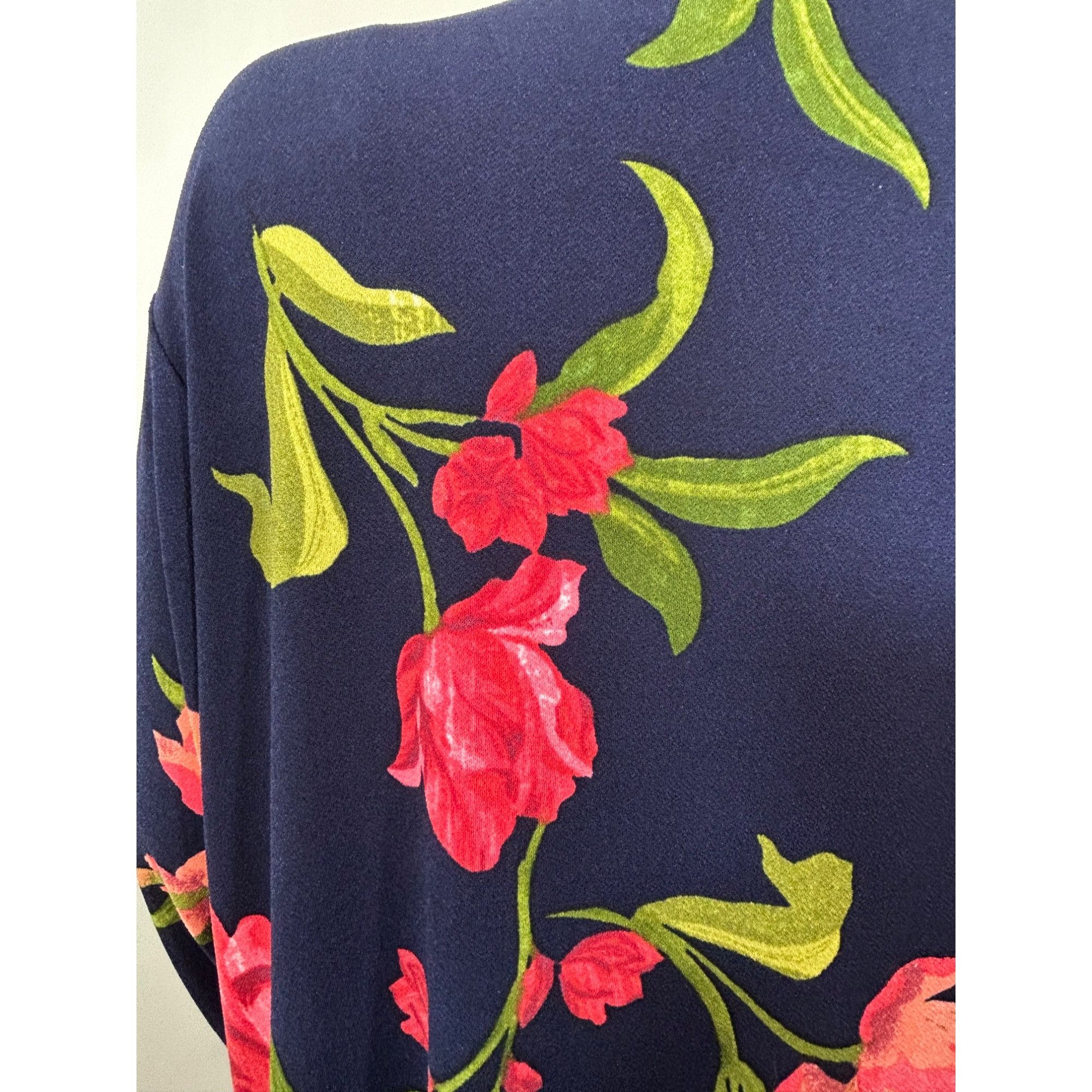 Other Susan Graver QVC Mini Dress 1XP Navy Floral V-Neck Button Do Size XL / US 12-14 / IT 48-50 - 12 Thumbnail