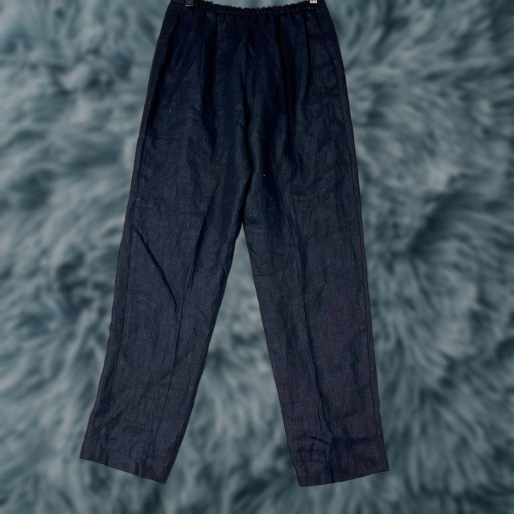 Vintage harvé benard Pants Women's Size 12 Black Linen Lined High Rise Straight Size 34" / US 12 / IT 48 - 1 Thumbnail