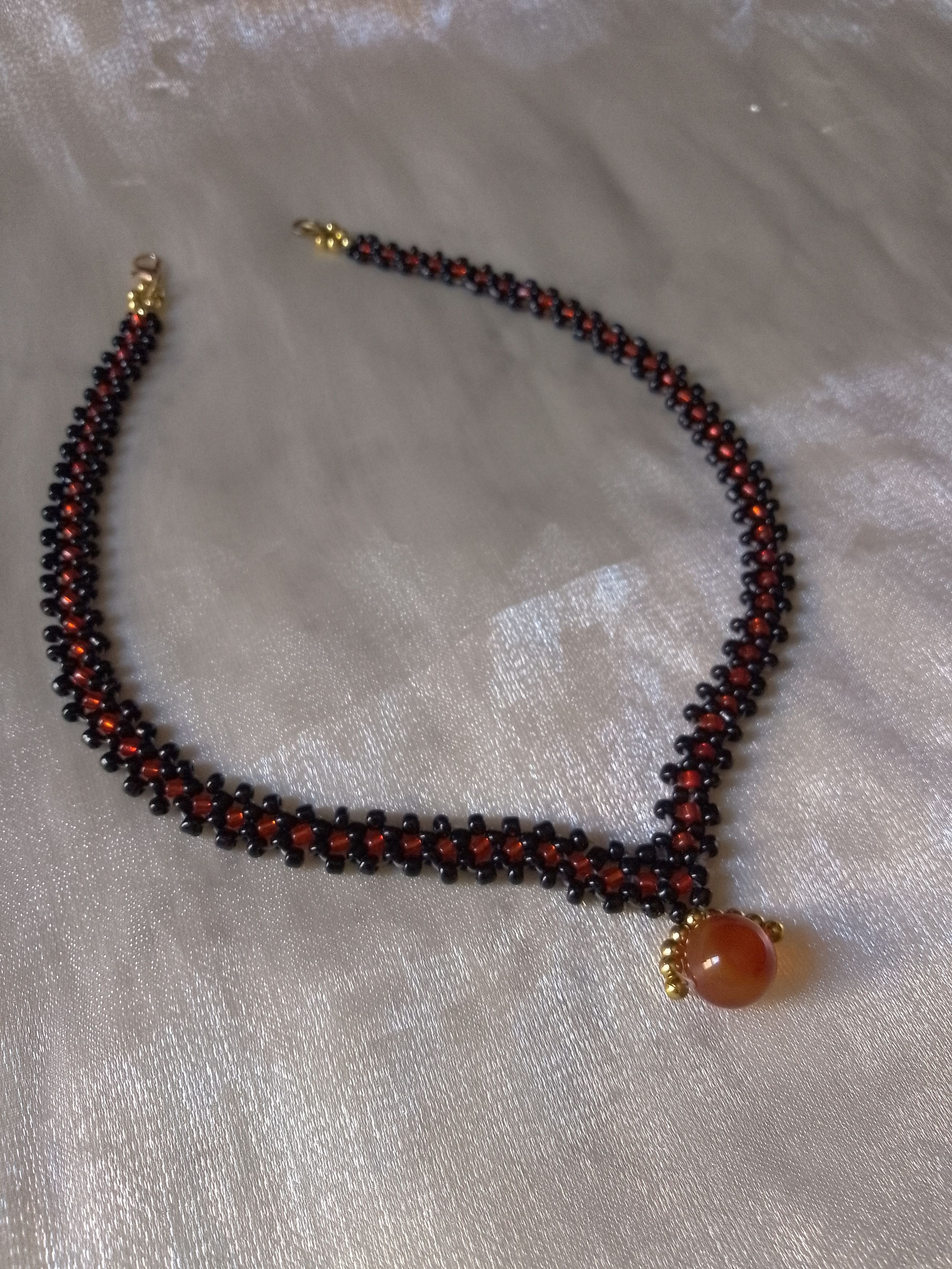 Handmade Necklace Red Black Red Carnelian Gemstone Goth Chakra Charm Size ONE SIZE - 1 Thumbnail