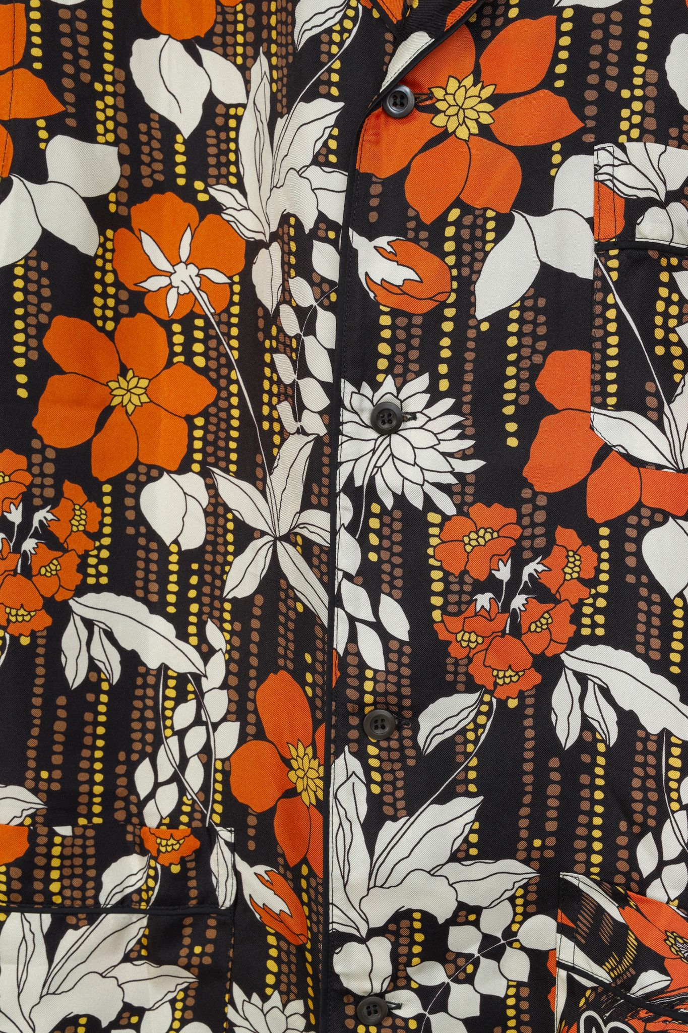 Prada Prada 2018 Orange Silk Hawaiian Print Bowling Shirt Size S / US 4 / IT 40 - 9 Thumbnail
