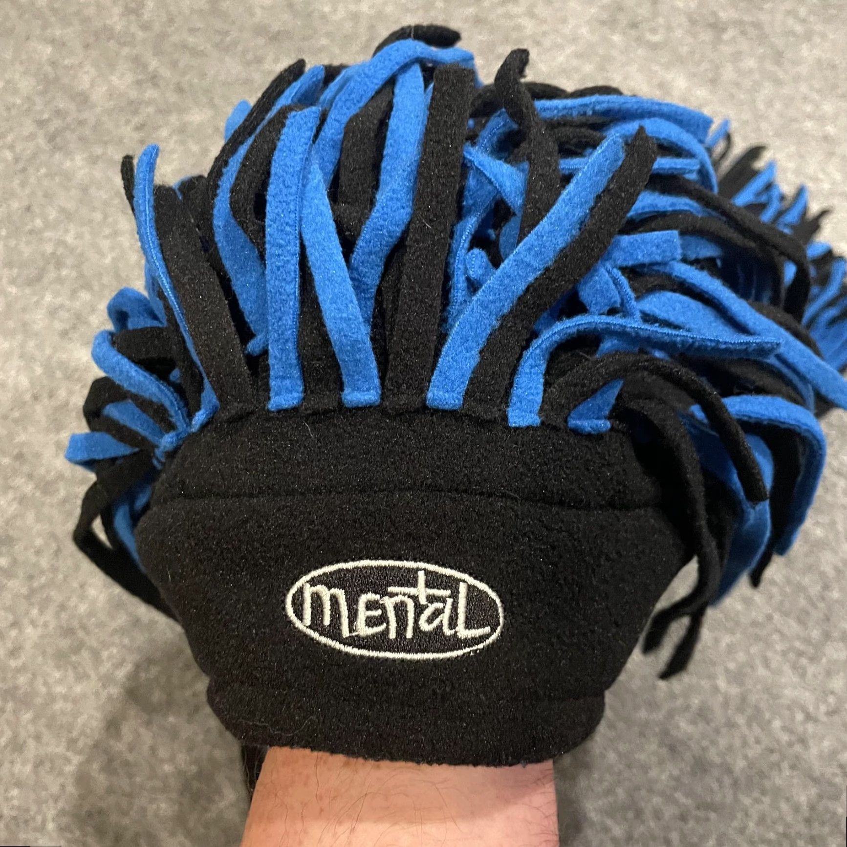 Vintage VINTAGE Mental Long Headgear Beanie Hat Black Blue Snowboard Ski Mens One Size Ear Flap Insulated Dreadlock Theme Funny Size ONE SIZE - 3 Thumbnail