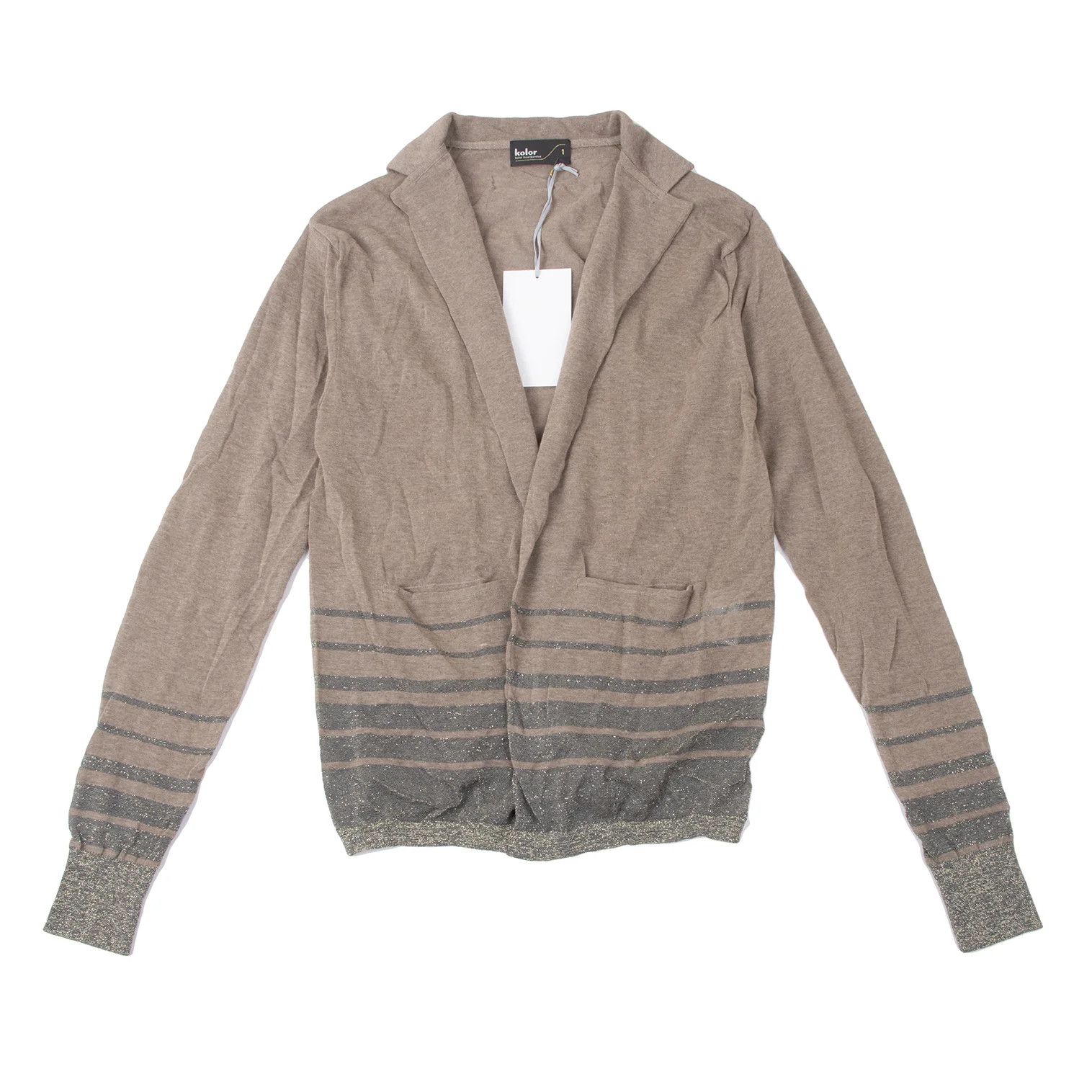 Kolor Glitter Striped Buttonless Knit Cardigan in Mocha Size US S / EU 44-46 / 1 - 1 Thumbnail