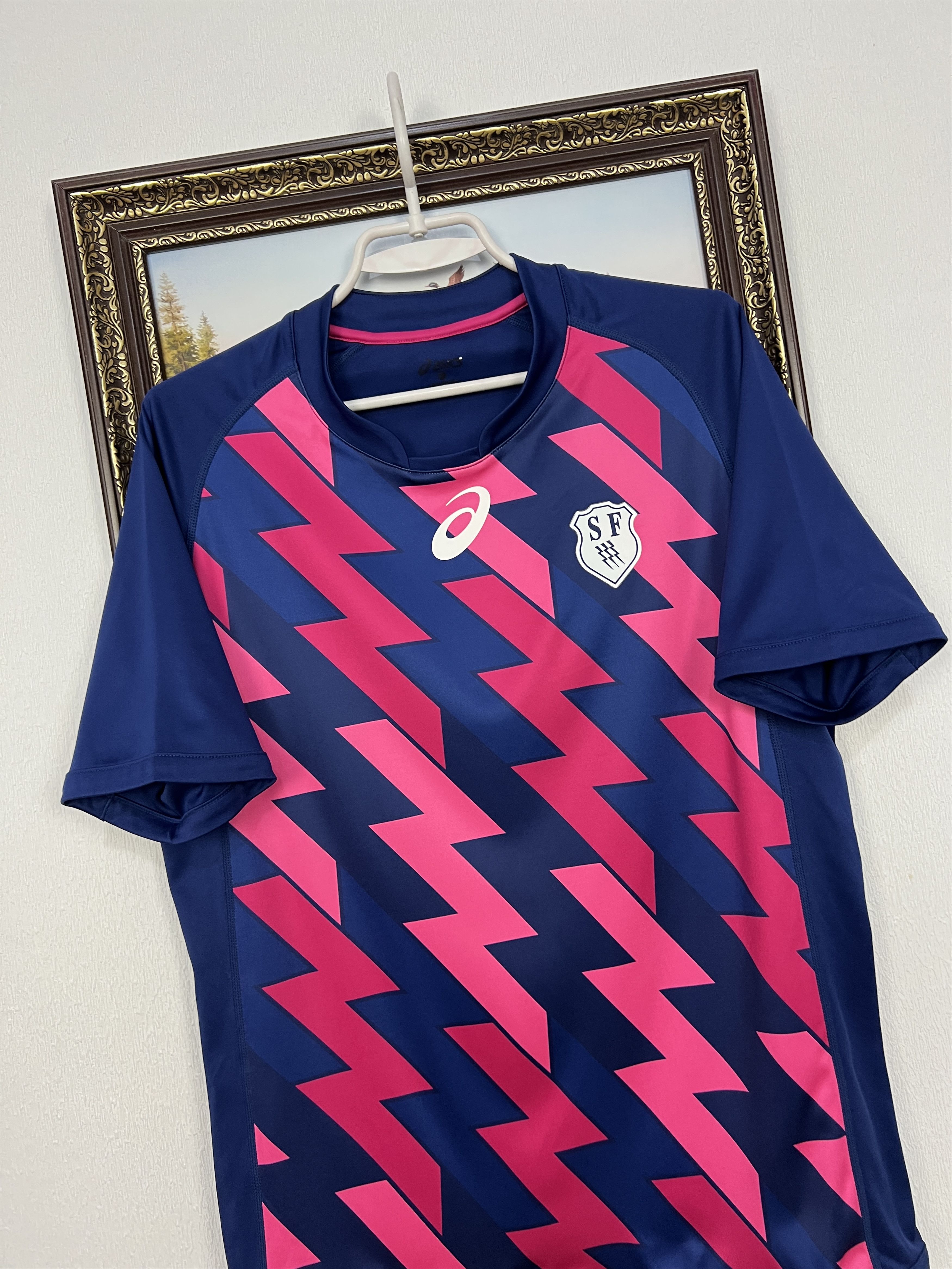 Asics Stade Francais Paris Rugby Union ASICS Mens Shirt Jersey Size US M / EU 48-50 / 2 - 4 Thumbnail