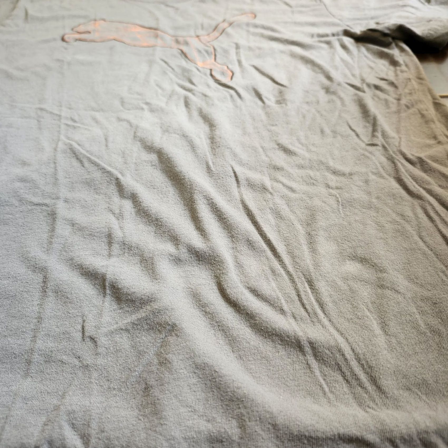 Puma PUMA Men Gray Logo Short Sleeve T-shirt - Size L/M Crew Neck, Regular Fit, Solid, 100% Cotton, Men’s Shirt, Gray, Logo, Guatemala Size US L / EU 52-54 / 3 - 6 Thumbnail