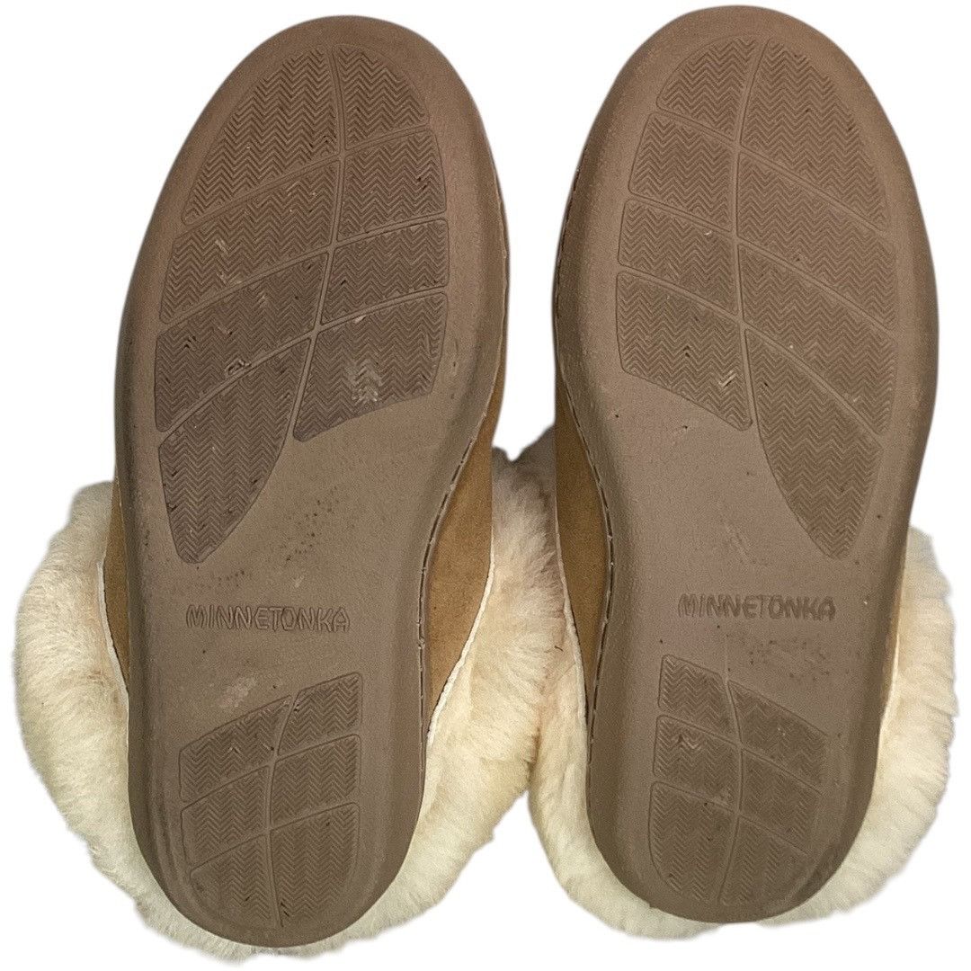 Minnetonka Minnetonka Sheepskin Mule Slippers - Tan suede leather - Wom Size US 5 / IT 35 - 5 Thumbnail