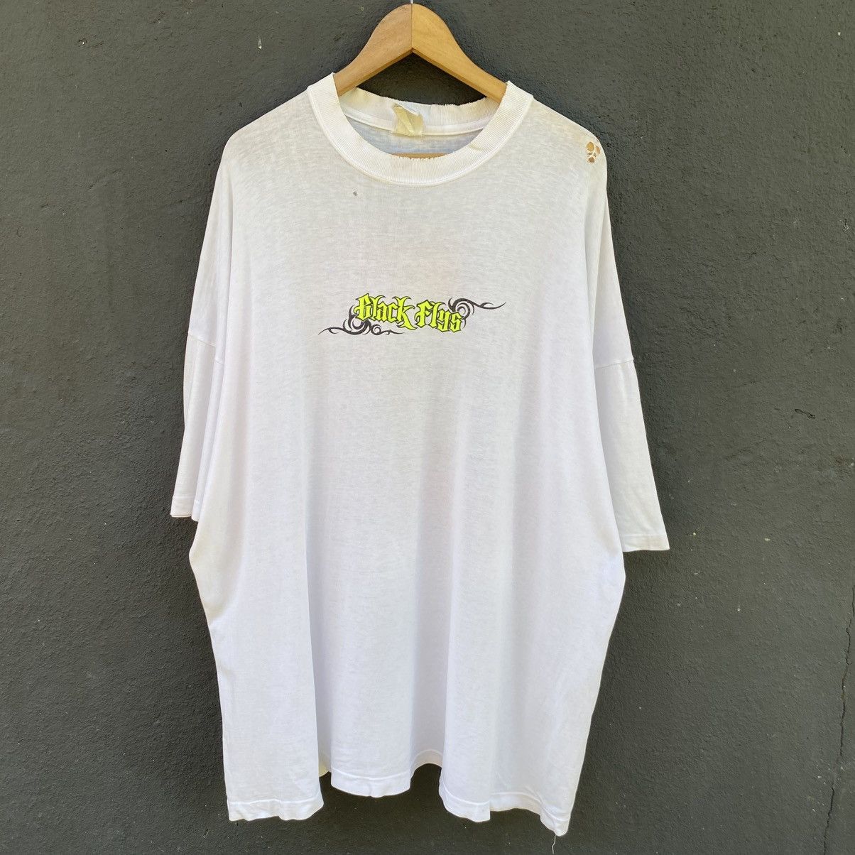 Hook-Ups Thrashed Distressed Vintage 90s Black Flys Eyewear Skate Tee Size US XXL / EU 58 / 5 - 7 Thumbnail