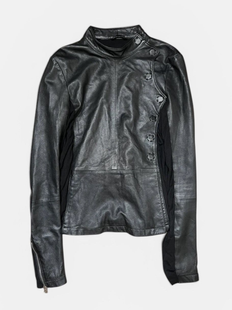Armani Archive Asymmetrical Snap-Button Leather Jacket