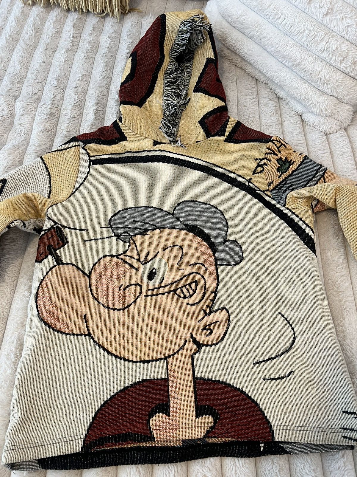 Vintage Knitted Popeye Hoodie Size US M / EU 48-50 / 2 - 2 Thumbnail