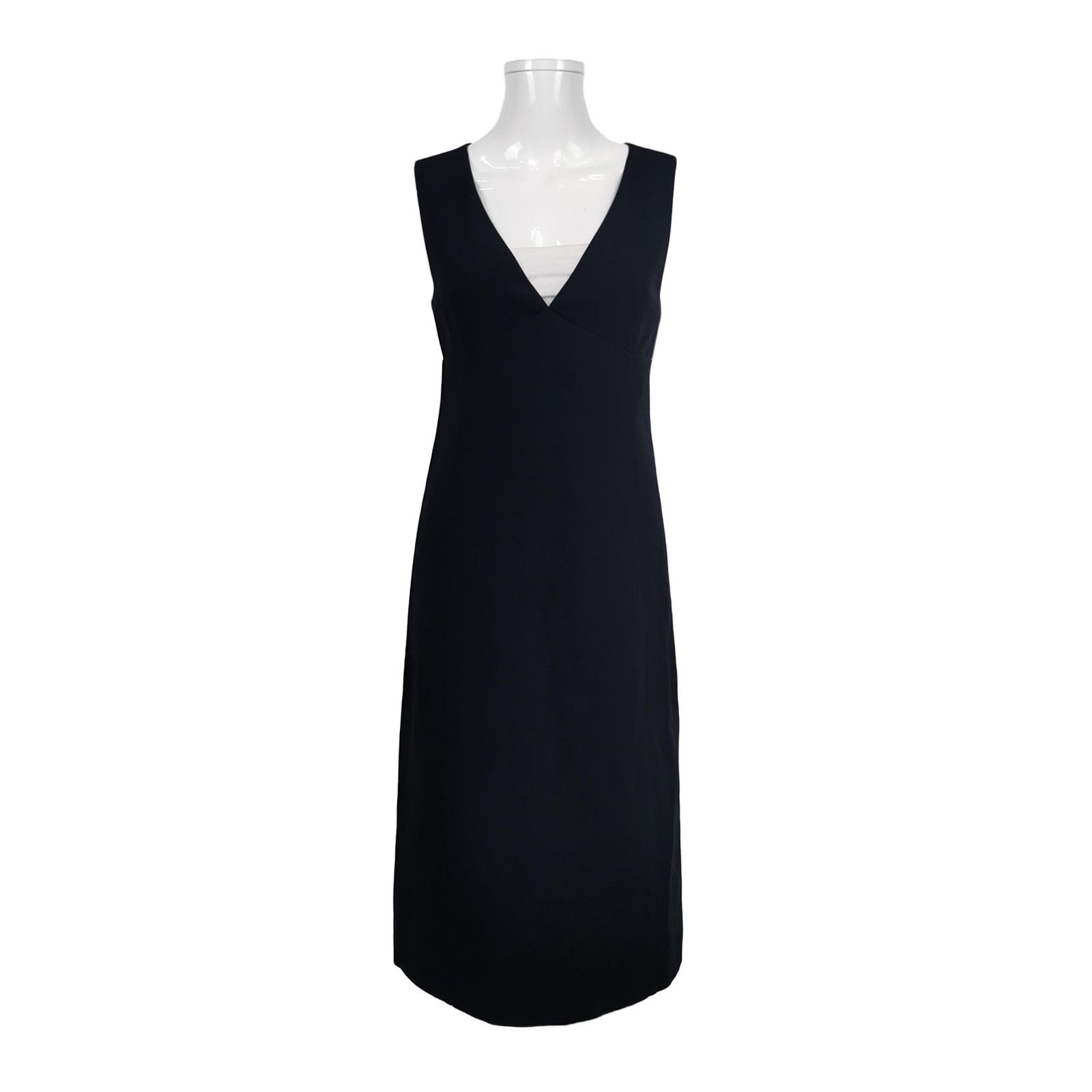 Prada Prada Solid V-Neck Midi Dress Size 38 Size XS / US 0-2 / IT 36-38 - 1 Thumbnail
