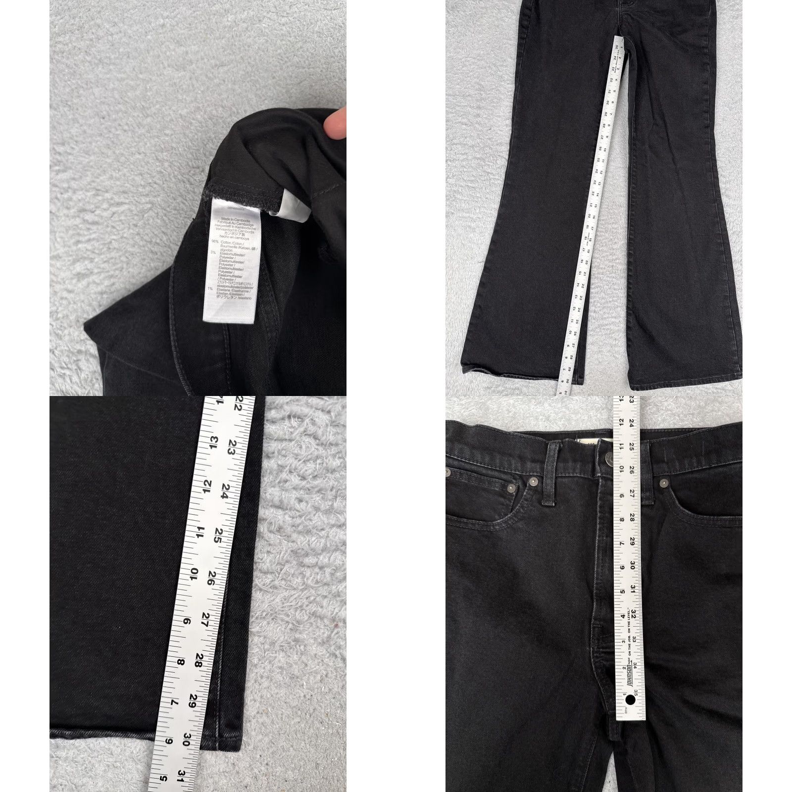 Madewell Madewell Perfect Vintage Flare Jeans Womens 27 Black High Rise Stretch 27x31 Jeans Womens Black 27" 31" Regular Fabric Denim Cotton Polyester Spandex Size 27" / US 4 / IT 40 - 8 Thumbnail