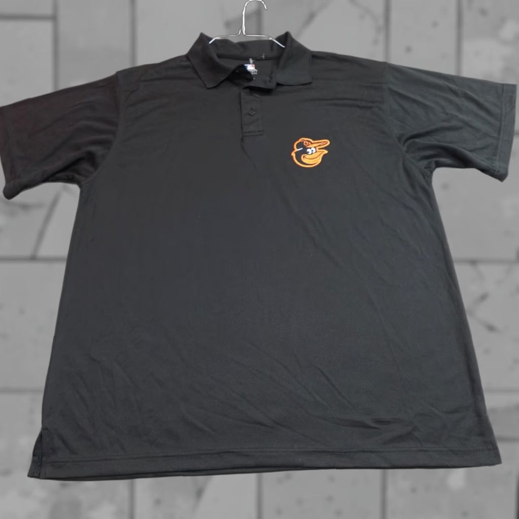 MLB Baltimore Orioles Polo Shirt Black Solid Official Embroidered Performance NEW 1X Big & Tall Men MLB Polo Size US XL / EU 56 / 4 - 1 Thumbnail