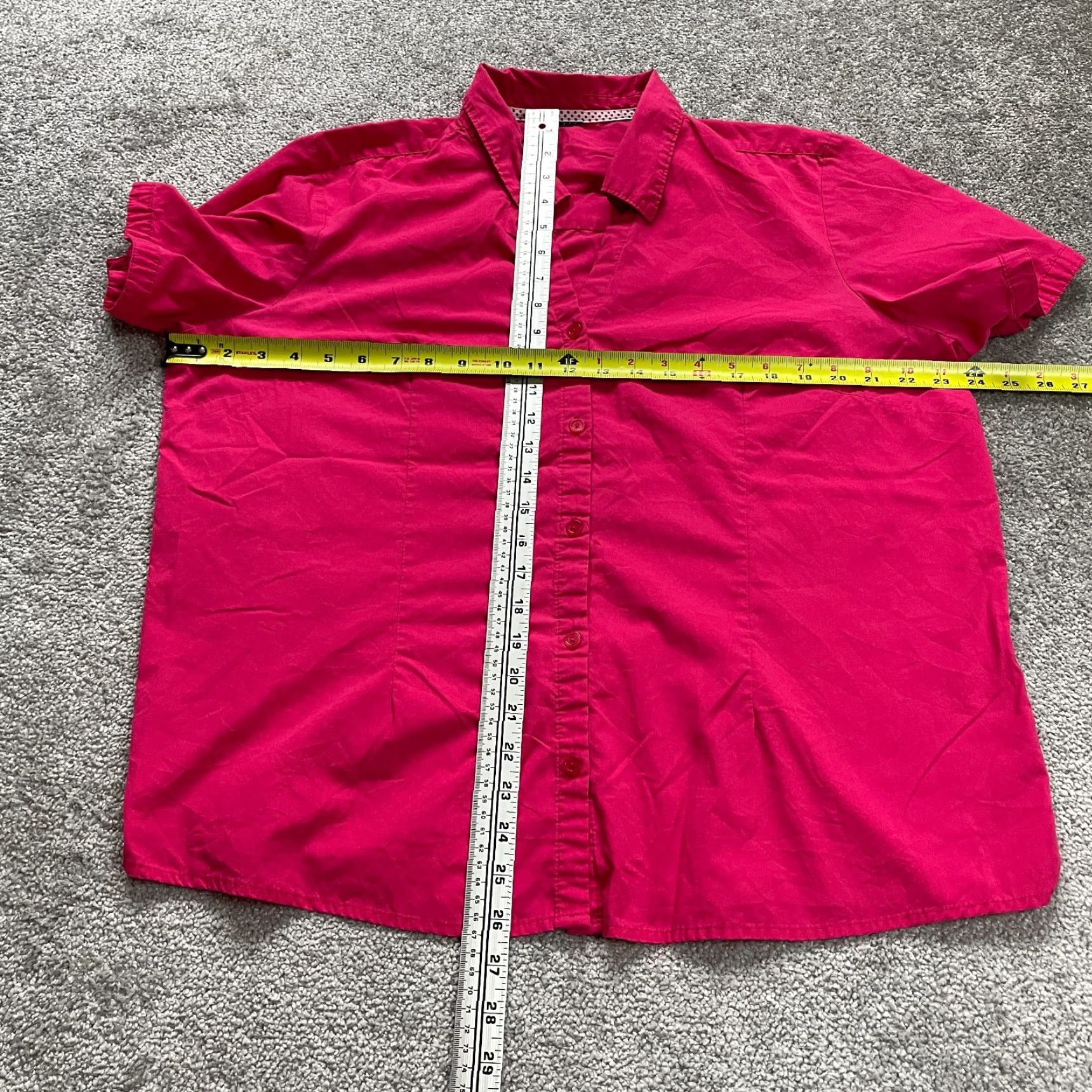 Vintage VINTAGE? No — Unbranded Button Down Blouse Shirt Women XL Red Short Sleeve Collar Casual Top Size XL / US 12-14 / IT 48-50 - 7 Thumbnail