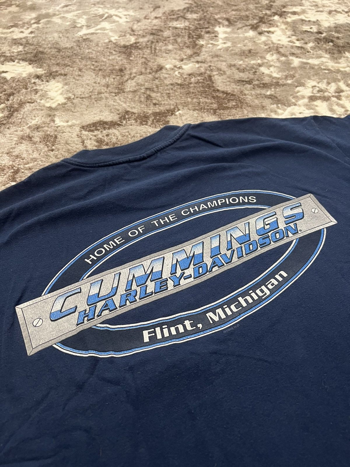 Harley Davidson × Vintage Vintage🔥1999 Harley Davidson Blue Fire Eagle logo T-shirt Size US XL / EU 56 / 4 - 8 Thumbnail