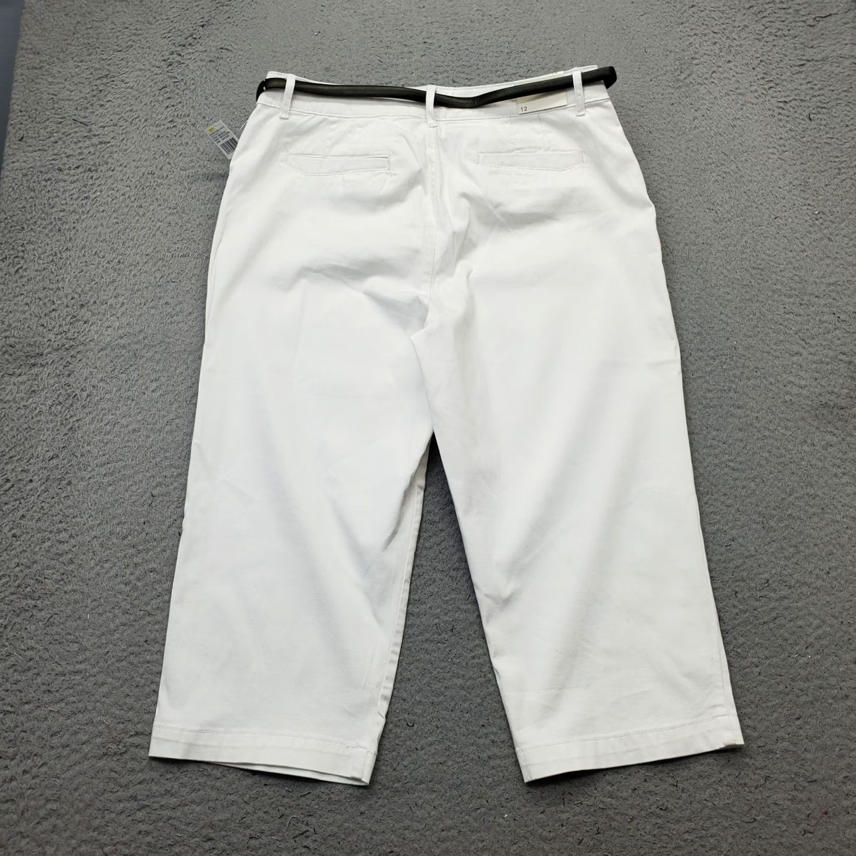 Gloria Vanderbilt Gloria Vanderbilt Capri Pants Womens 12 White Stretch Slim Leg Belted Waist Size 34" / US 12 / IT 48 - 2 Thumbnail
