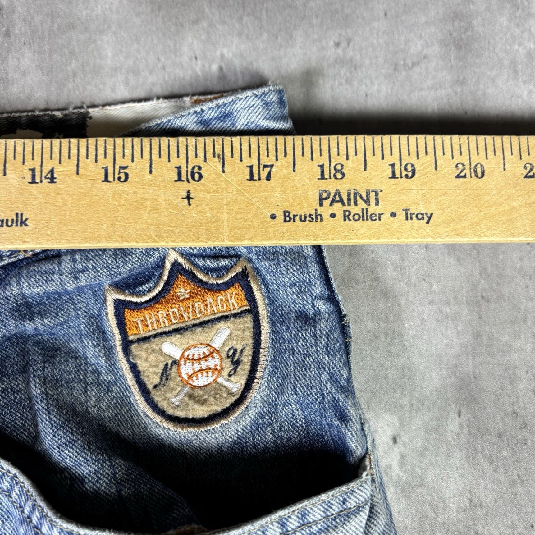 Denime VINTAGE First Team Jeans Patchwork Baseball Y2K Baggy Wide Leg Denim Adult 36x32 Blue Cotton Denim 80s Mens Jeans Size US 36 / EU 52 - 5 Thumbnail