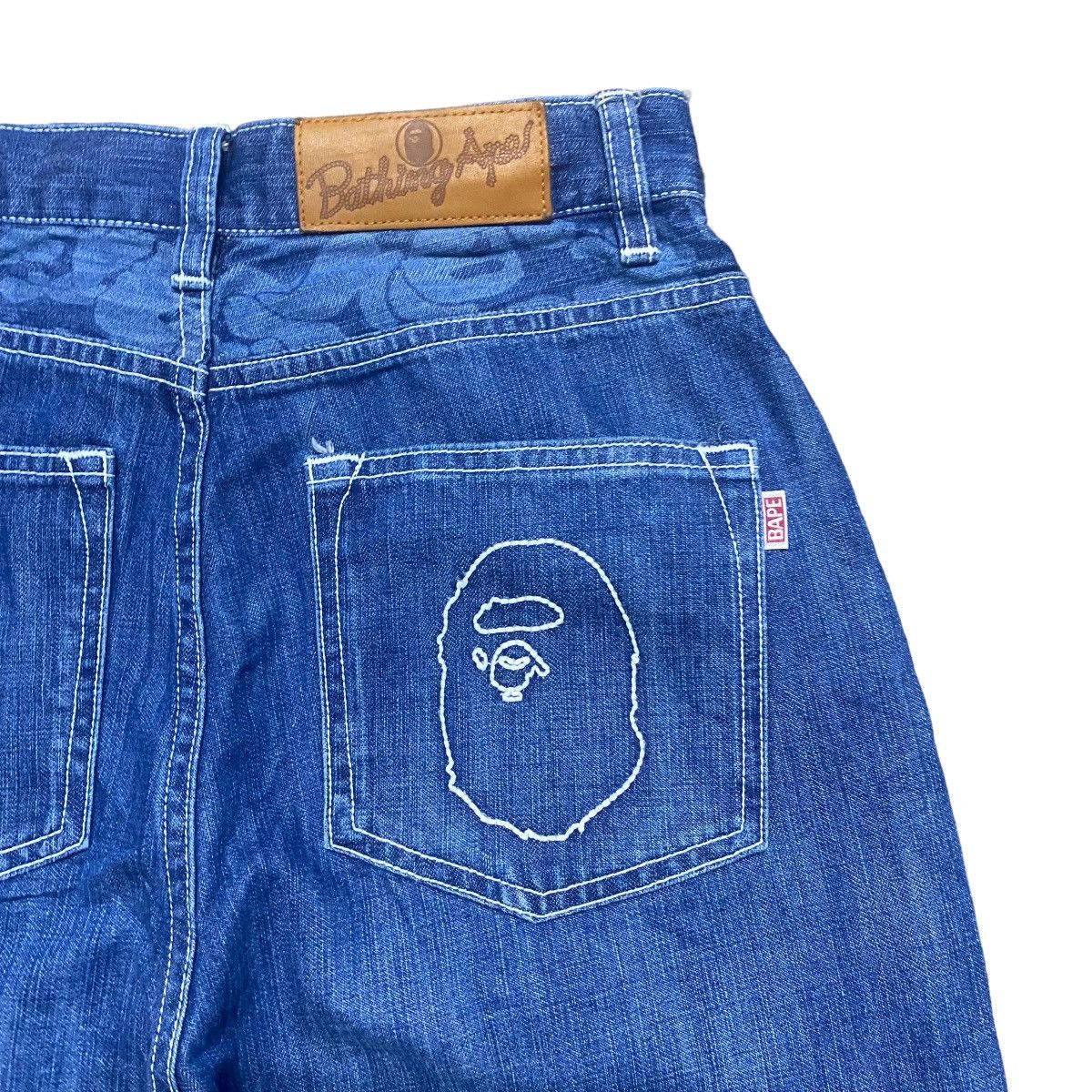 Bape Bape Denim Baggy Pants Head Logo Size 24" / US 00 / IT 34 - 11 Thumbnail