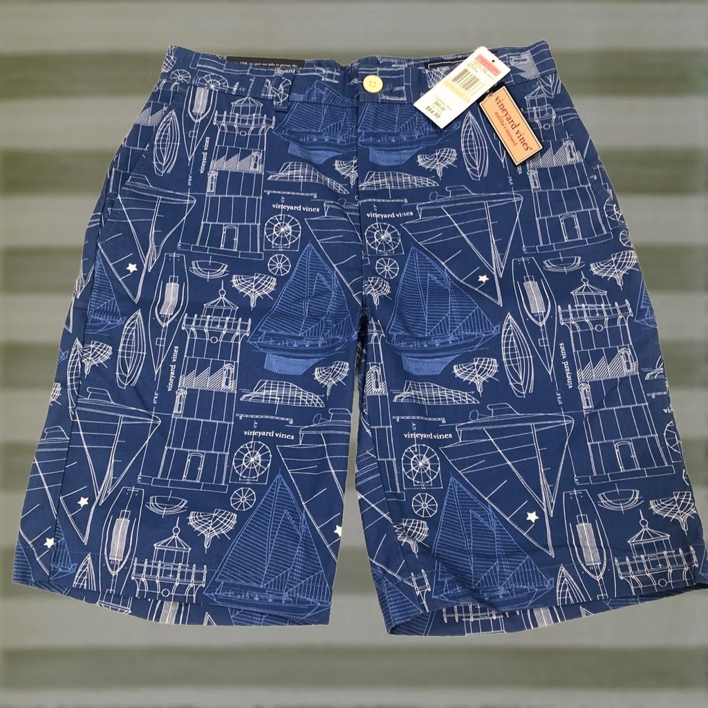 Vineyard Vines Vineyard Vines Shorts Mens 28 CHINO BERMUDA Cape Cod Blueprint Breaker 9” Size US 28 / EU 44 - 1 Thumbnail