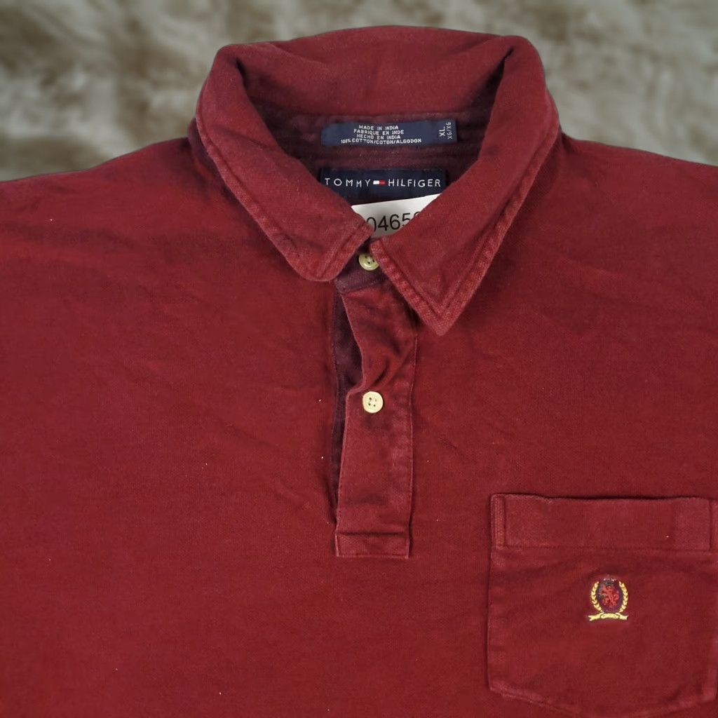 Tommy Hilfiger VINTAGE Tommy Hilfiger Polo Shirt Mens XL Red Solid Polo Shirt XL Red American Classic Preppy Sports Mens Size US XL / EU 56 / 4 - 1 Thumbnail