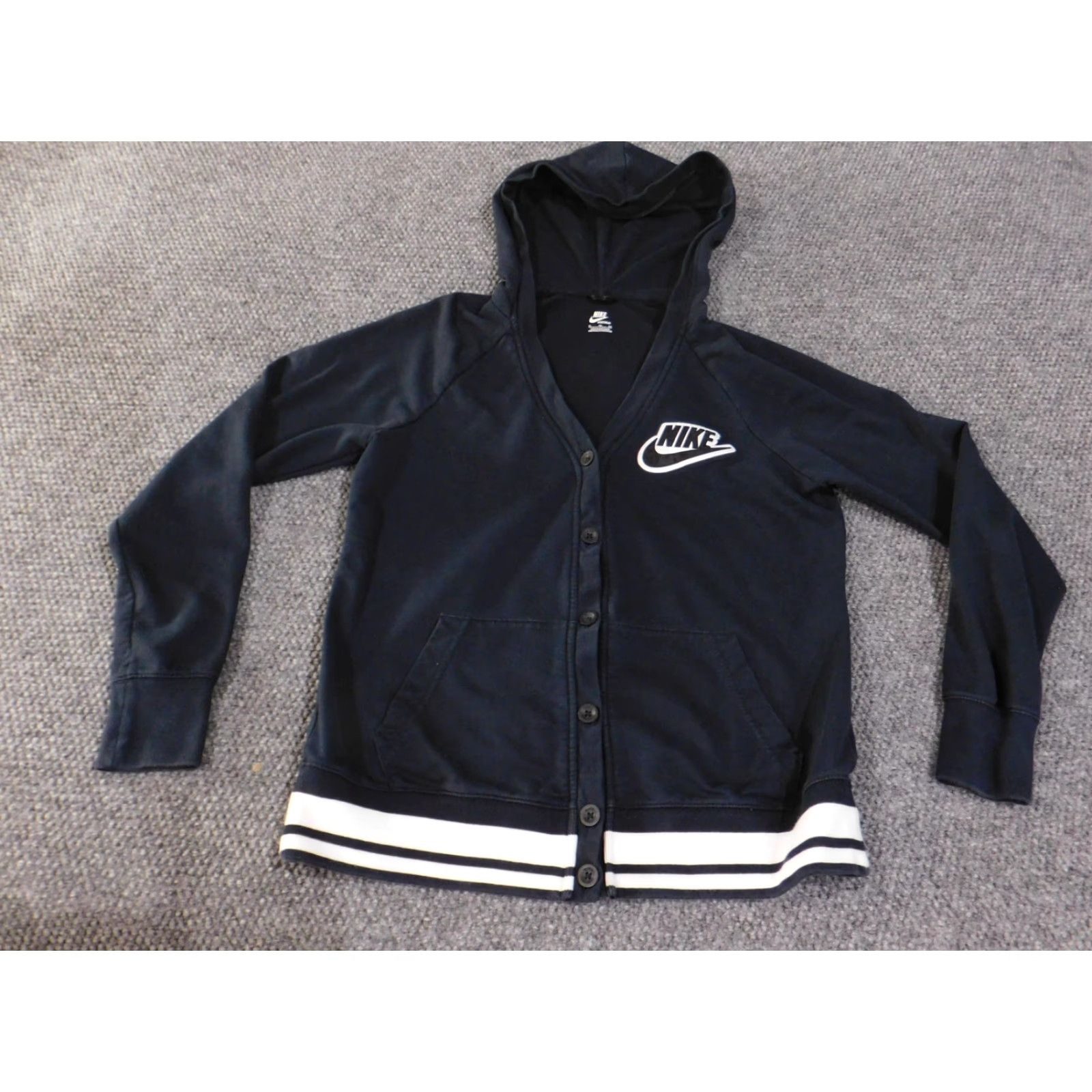 Nike Nike Hoodie Sweater Womens XL Navy Blue Button Cardigan Sportswear Cotton Retro Size XL / US 12-14 / IT 48-50 - 2 Thumbnail
