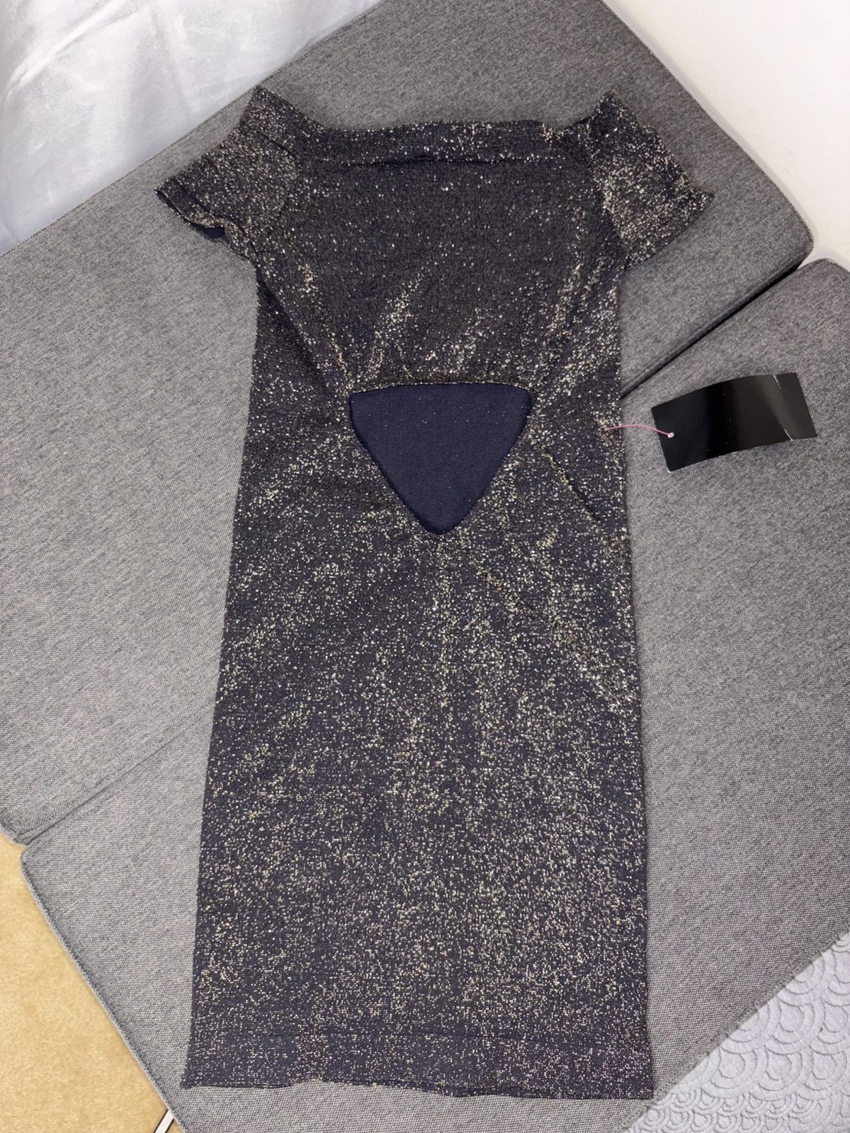 Bebe New Bebe Lurex Back Out Dress Black/Gold Size P/Small Size S / US 4 / IT 40 - 7 Thumbnail
