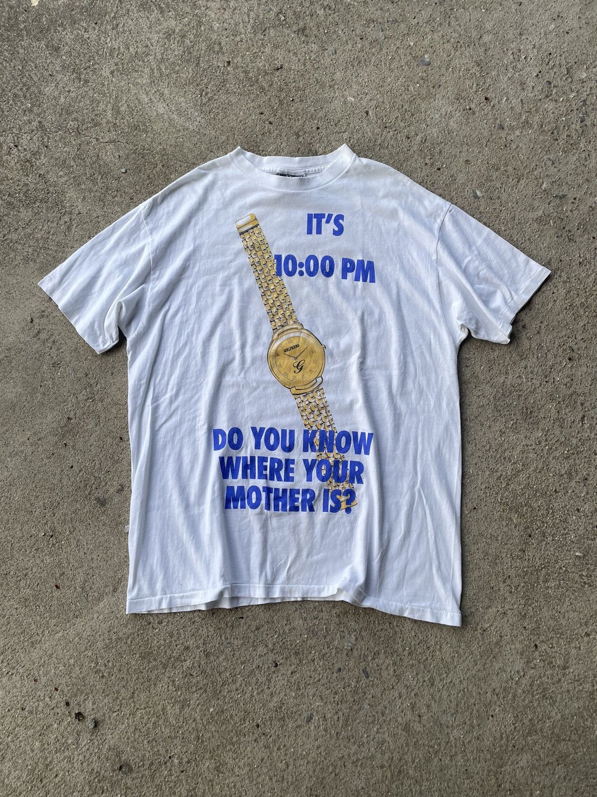 image of 1990X Clothing x Humor Vintage Joe Boxer Do You Know Where Your Mother Is ? T-Shirt in White (Size 