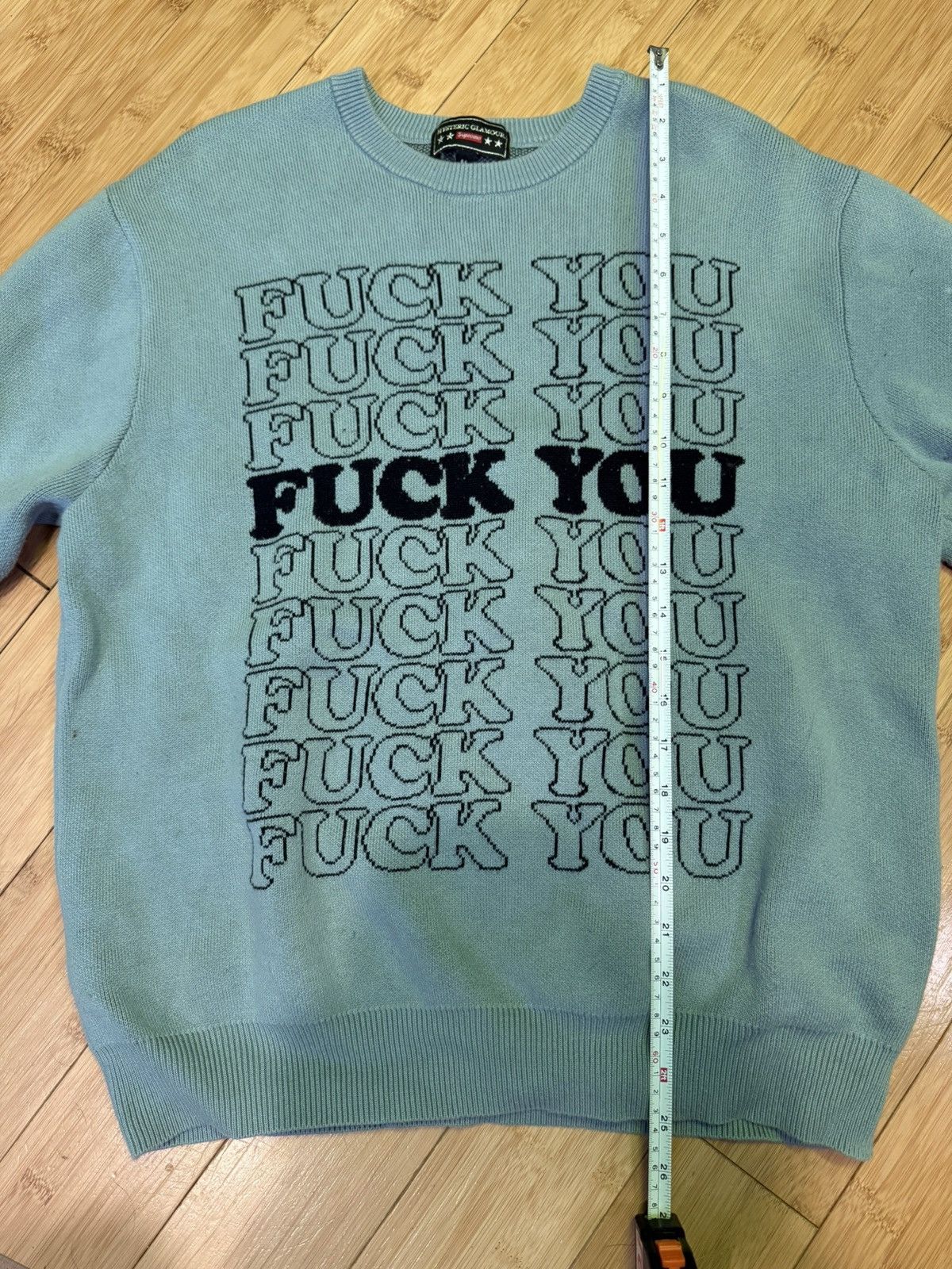 Hysteric Glamour × Supreme Supreme Hysteric Glamour F*** You Sweater M Light Blue FW17 Size US M / EU 48-50 / 2 - 3 Thumbnail