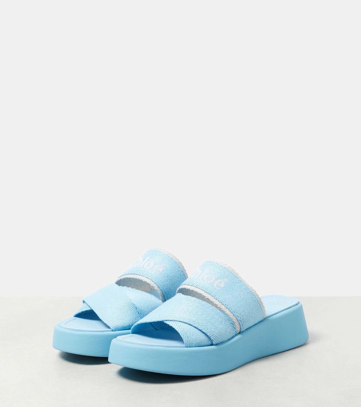 Chloe o1loc1c0425 Woody Slides Silky in Blue Size US 8 / IT 38 - 3 Thumbnail