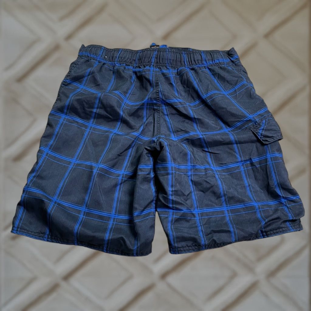 Ocean Pacific Ocean Pacific Water Shorts Mens Large Blue Black Check Drawstring Swim Trunks Size US 33 - 1 Thumbnail