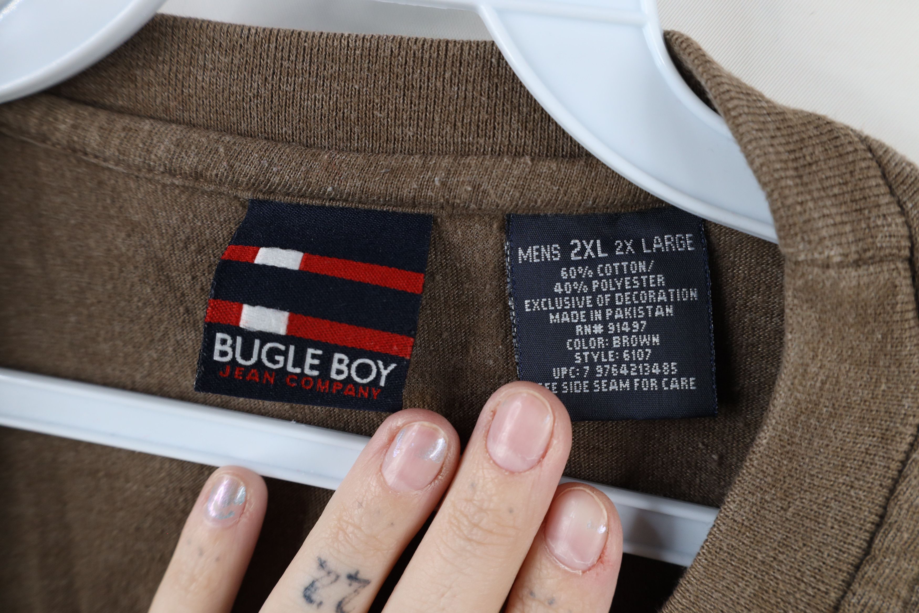 Vintage Vintage 90s Bugle Boy Baggy Fit Short Sleeve T-Shirt Brown Size US XXL / EU 58 / 5 - 8 Thumbnail