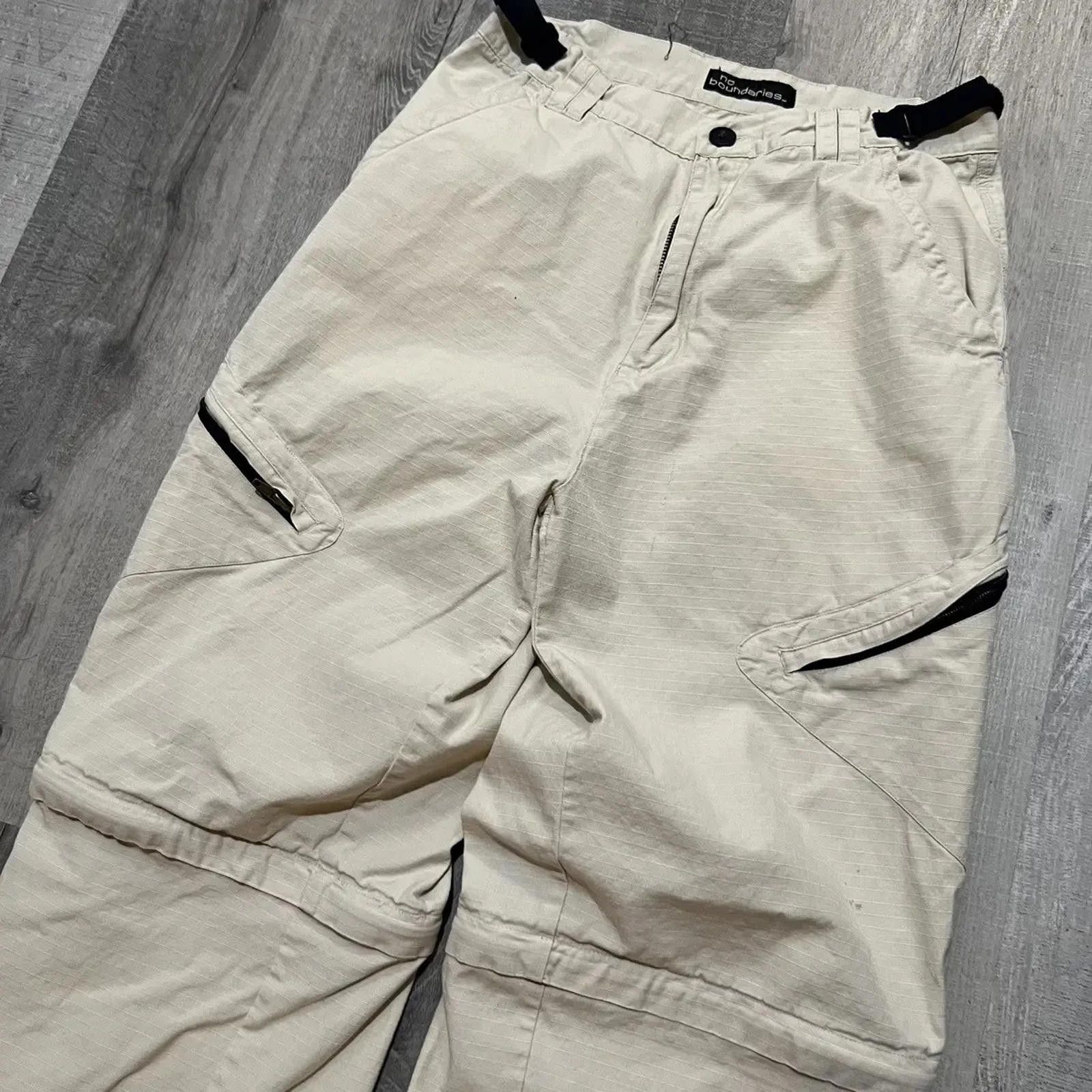 Other VTG No Boundaries Y2K Baggy Loose Skater Tech Zip Offs Size US 29 - 5 Thumbnail