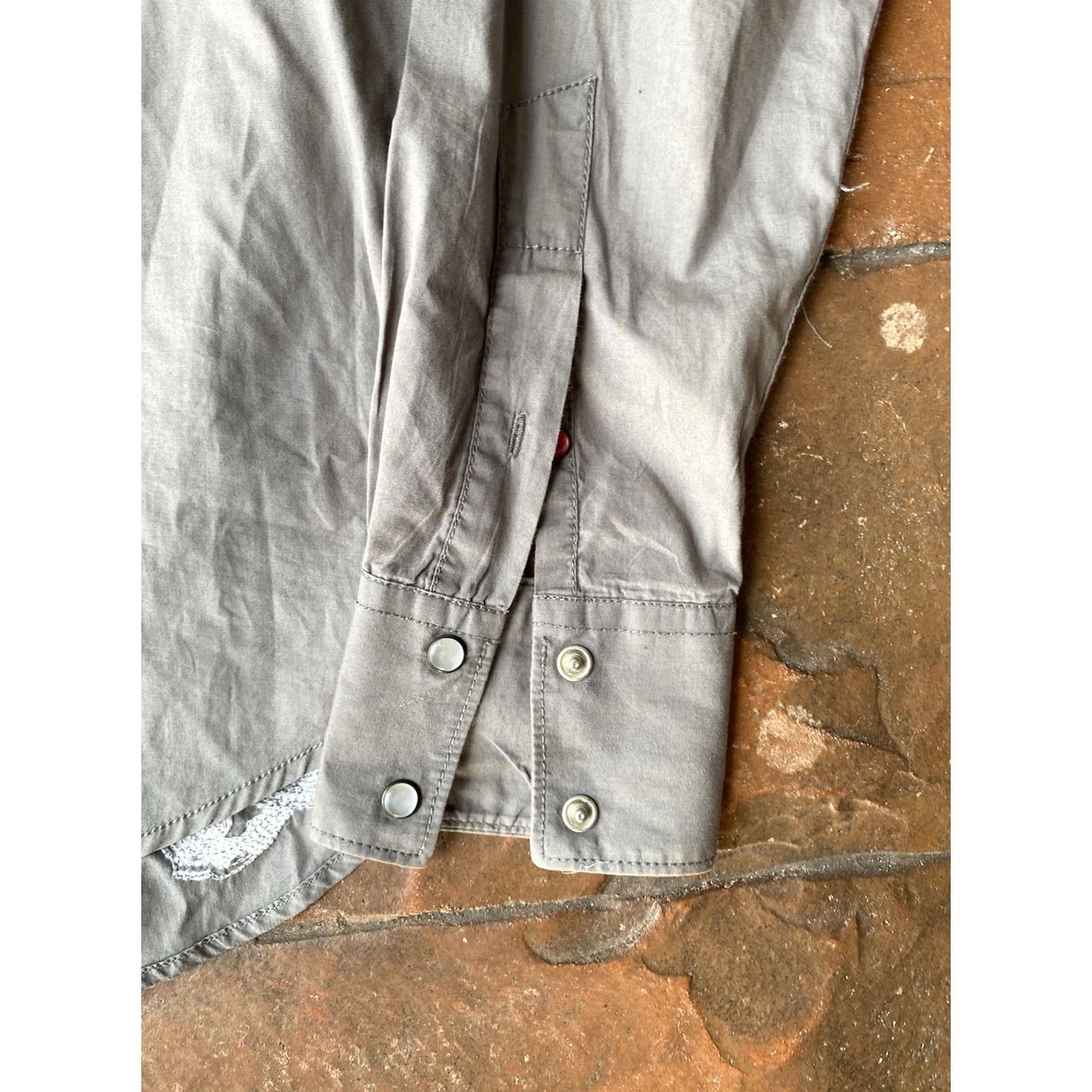 Vintage VINTAGE Monarchy Shirt Snap Long Sleeve Button-Up Collared Gray M Embroidered Grunge Y2K Western Streetwear Mens Size US M / EU 48-50 / 2 - 5 Thumbnail
