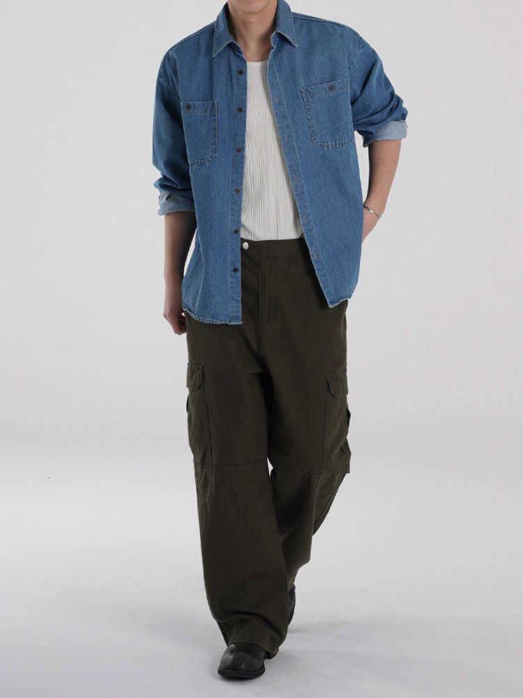 Japanese Brand × Jean Retro loose casual straight leg wide leg jeans Size US 32 / EU 48 - 4 Thumbnail