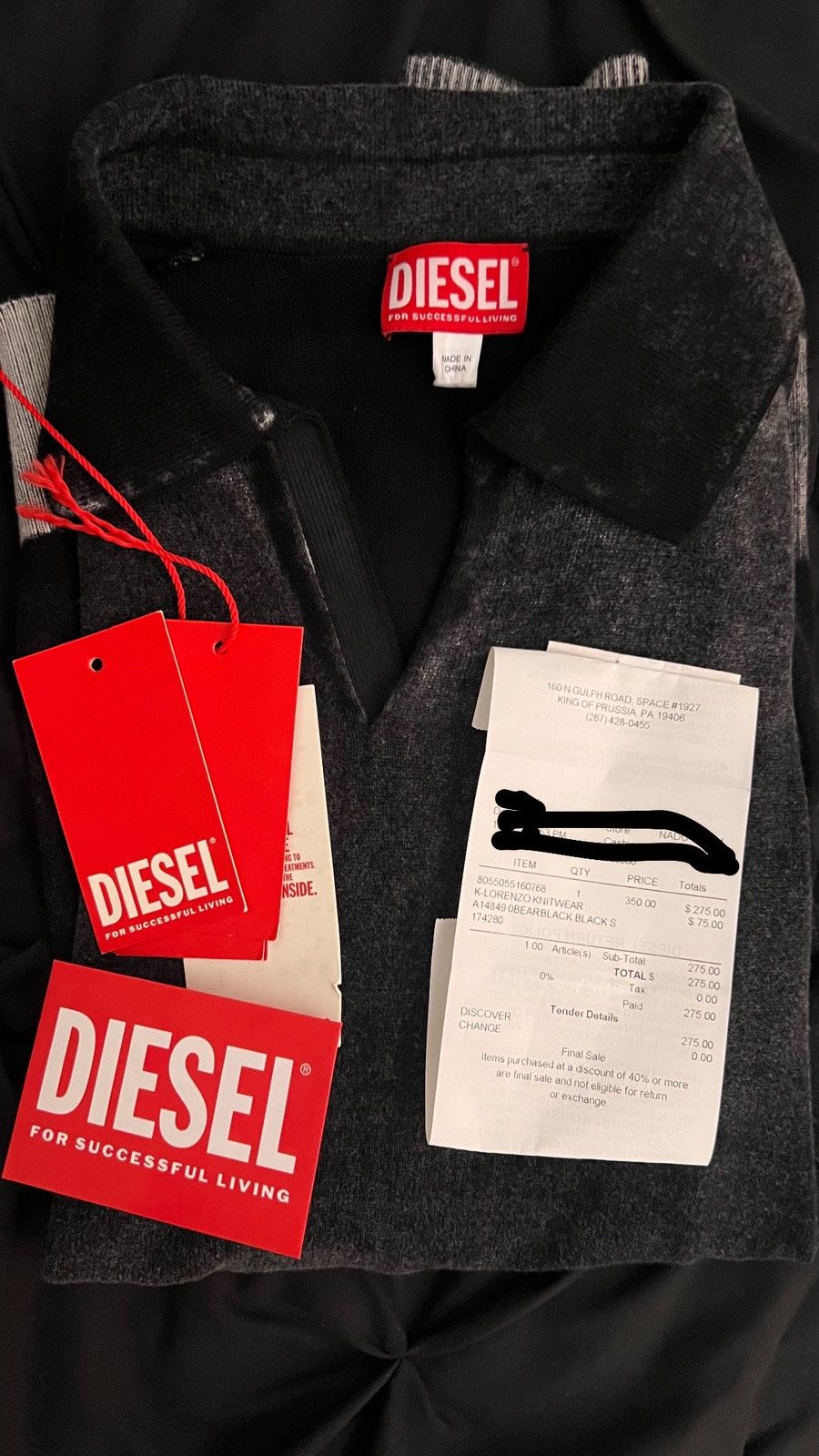 Diesel Diesel “For Responsible Living” Washed Black Crewneck – NWT Size US S / EU 44-46 / 1 - 1 Thumbnail