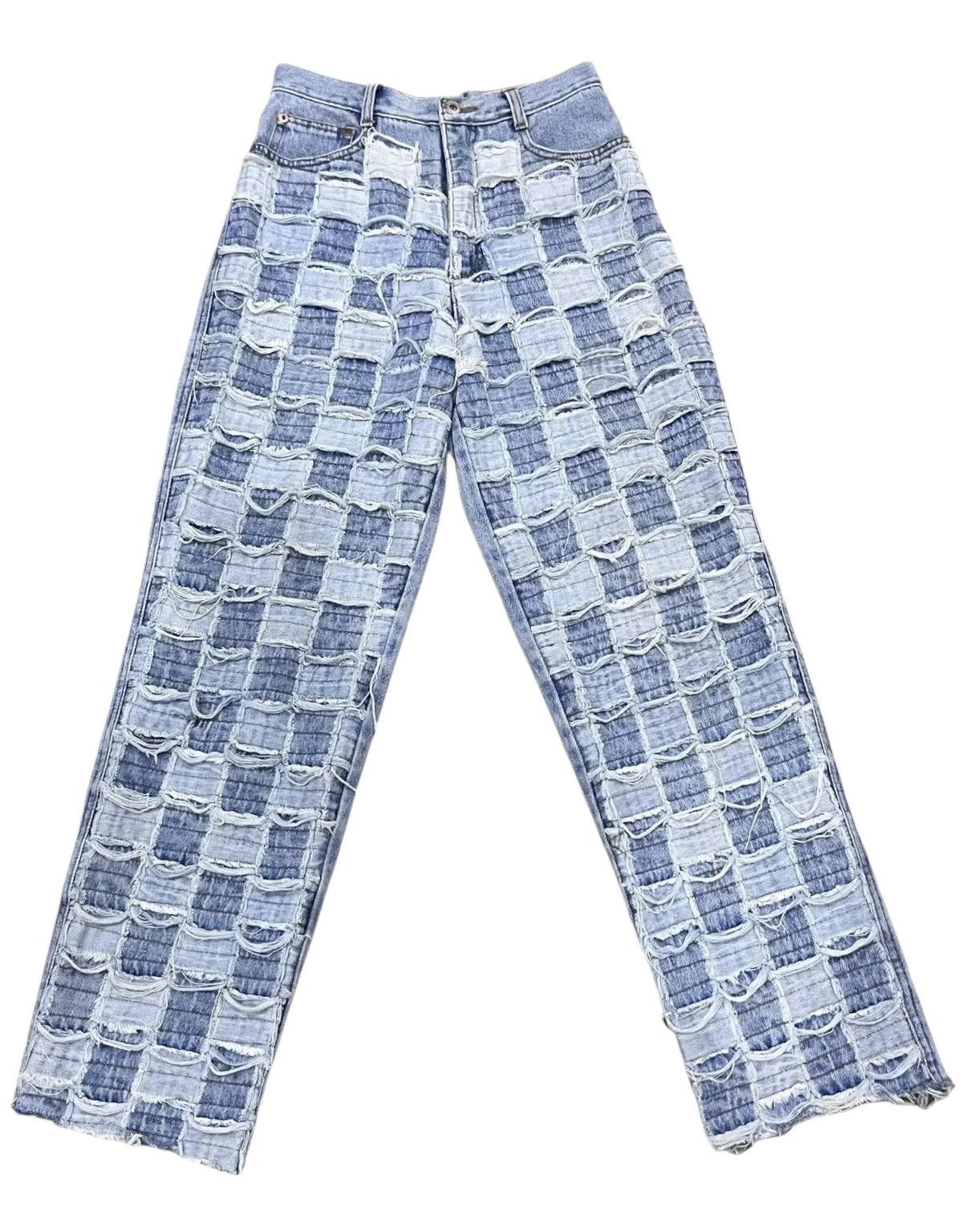 Designer × Vintage 🔥FYE! Size 25” High Waisted Checkered Patchwork Denim Size 25" / US 0 / IT 36 - 1 Thumbnail
