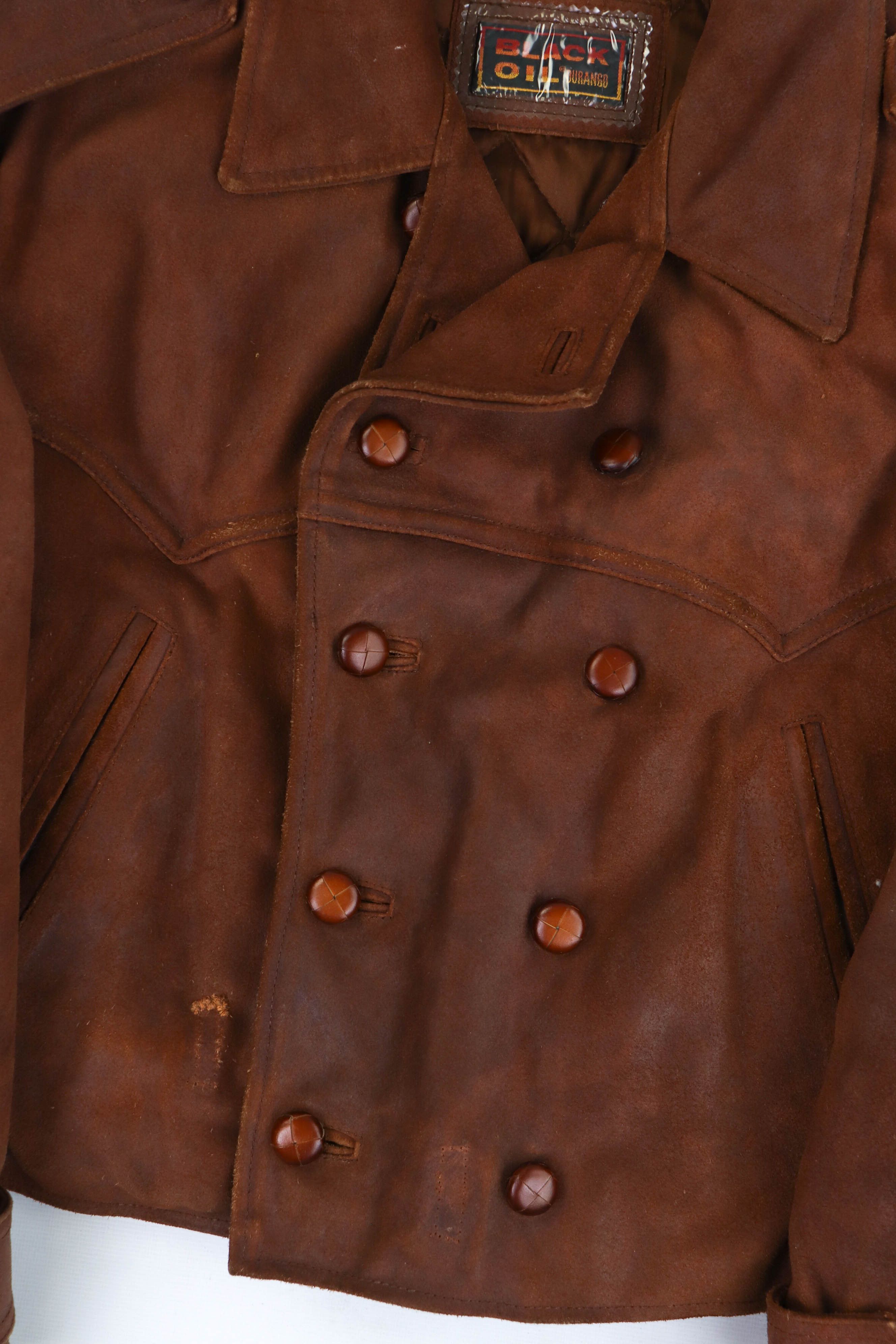 Vintage Vintage Tan Suede Leather Western Double Breast Crop Jacket Size US L / EU 52-54 / 3 - 8 Thumbnail