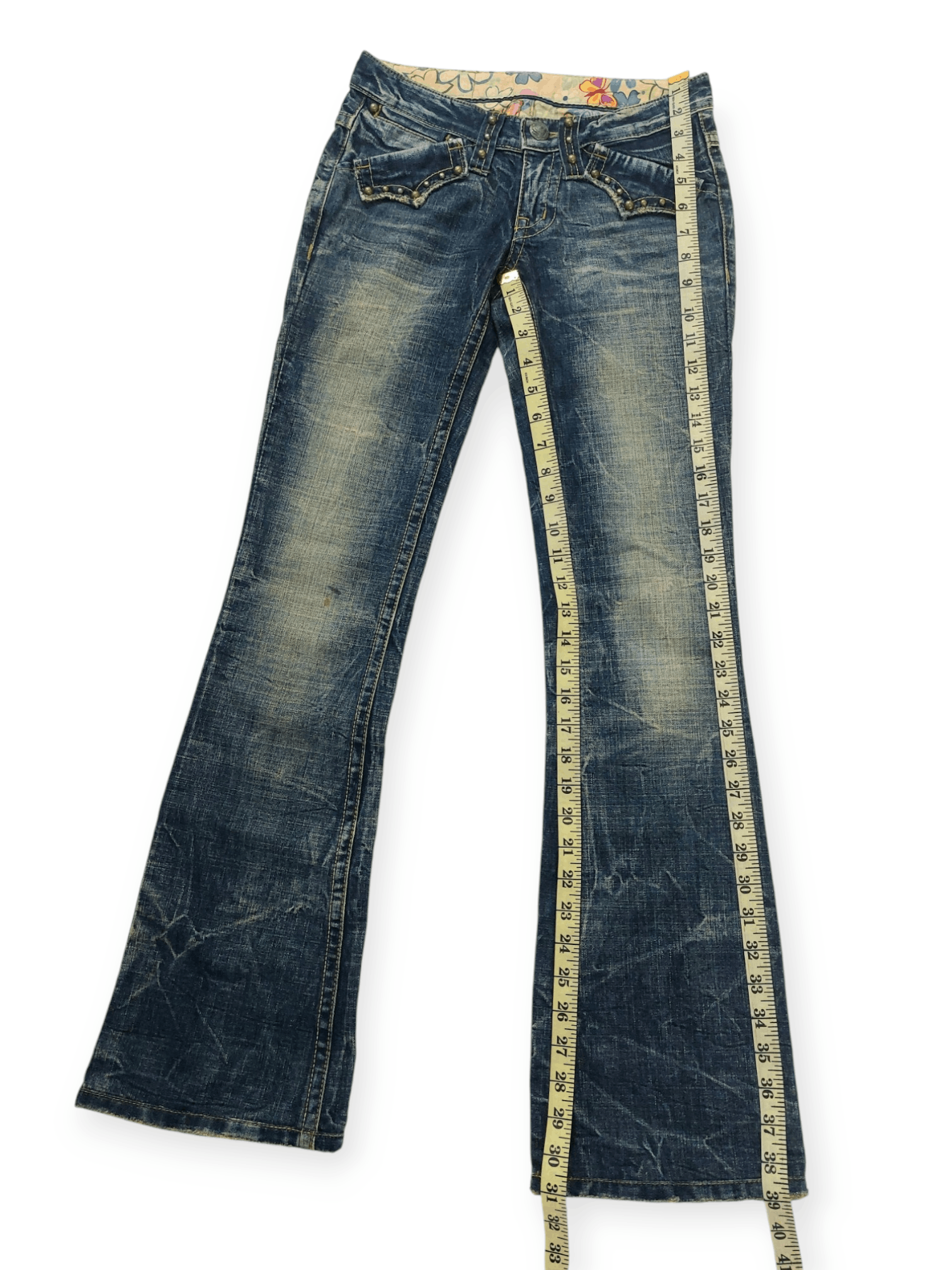 Vintage Flare 73 Seventy Threes Studded Punk Denim Size 26" / US 2 / IT 38 - 13 Thumbnail