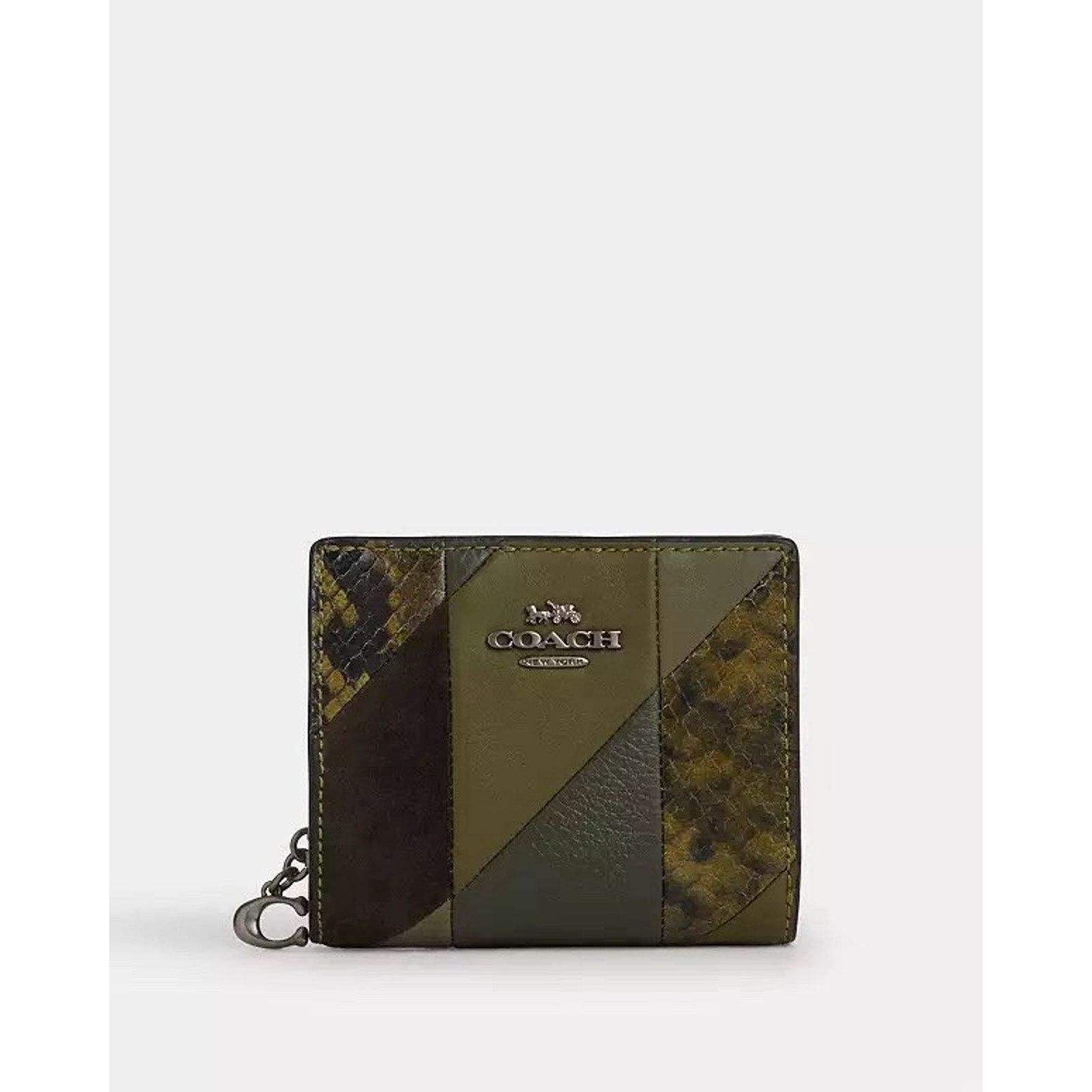 Coach NWT Coach Snap Wallet Patchwork Snake CCL77 Gunmetal/Olive Size ONE SIZE - 7 Thumbnail