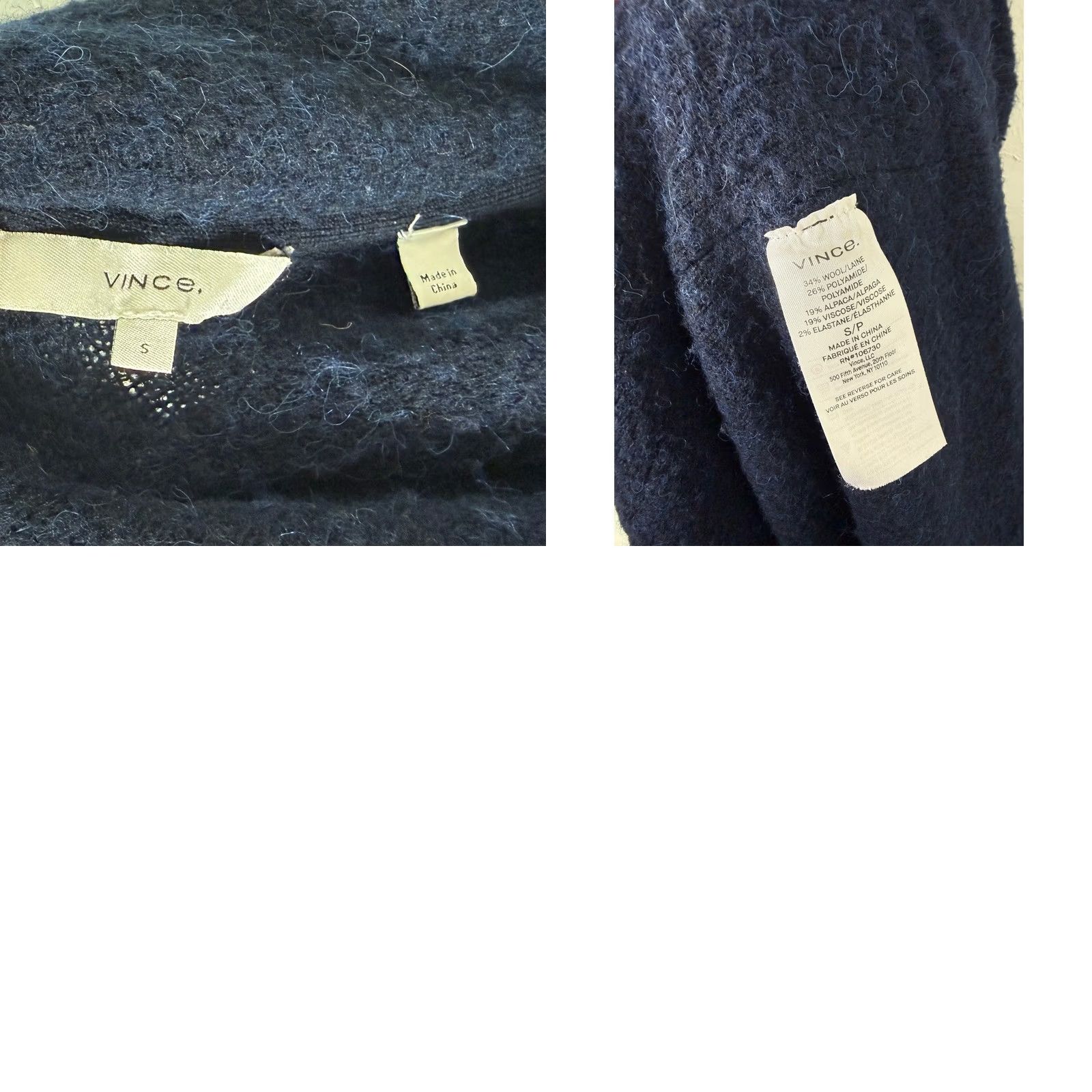 Vince Vince Sweater Womens S Women Cardigan Button jacket Navy Fuzzy Wool Alpaca Collar Size S / US 4 / IT 40 - 8 Thumbnail