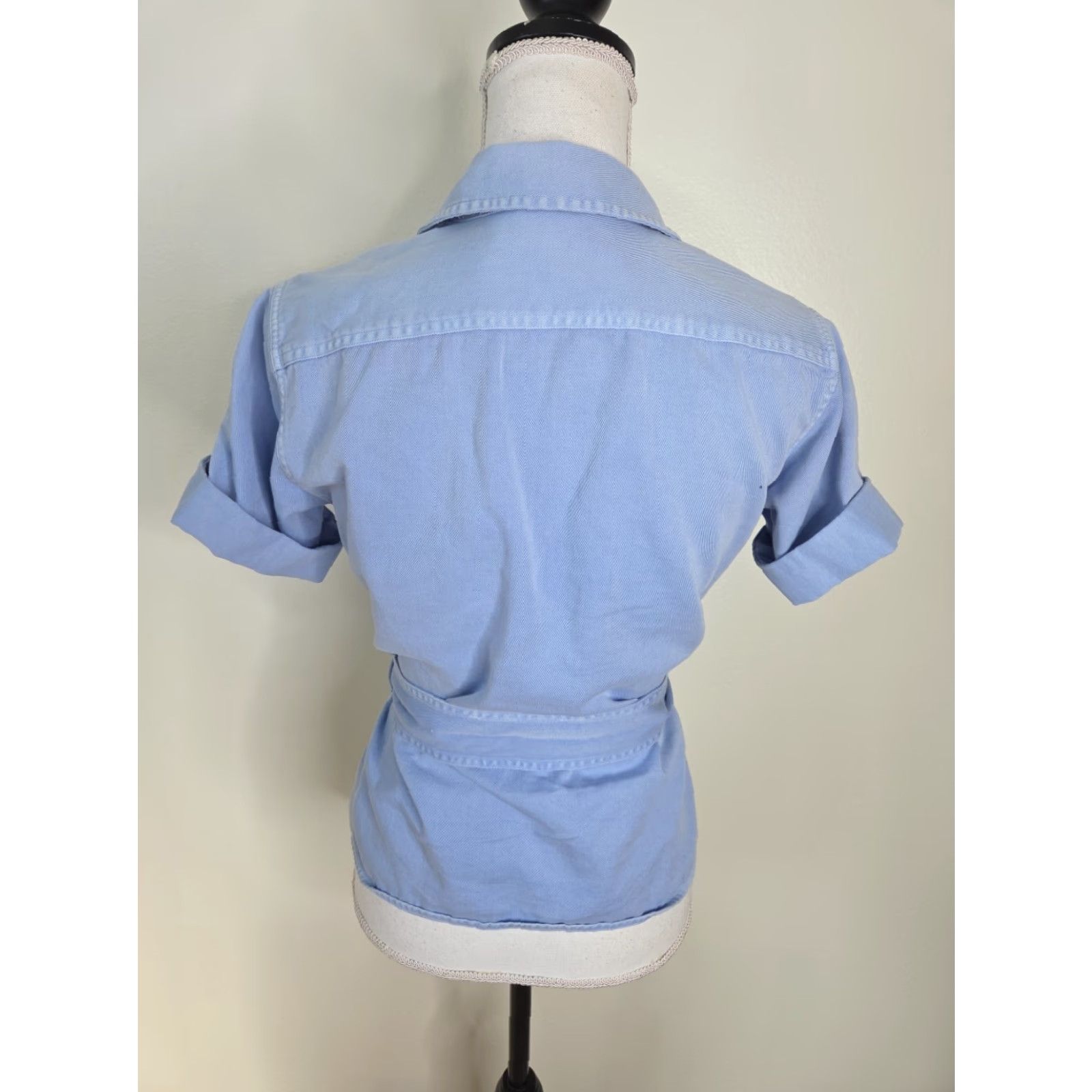 Ralph Lauren Polo Ralph Lauren Denim Supple Blue Tie Waist Camp Shirt XS Women Blouse Short Sleeve Belted Knit Classic Solid Casual Tie-Up Button-Up Vintage No Size XS / US 0-2 / IT 36-38 - 5 Thumbnail