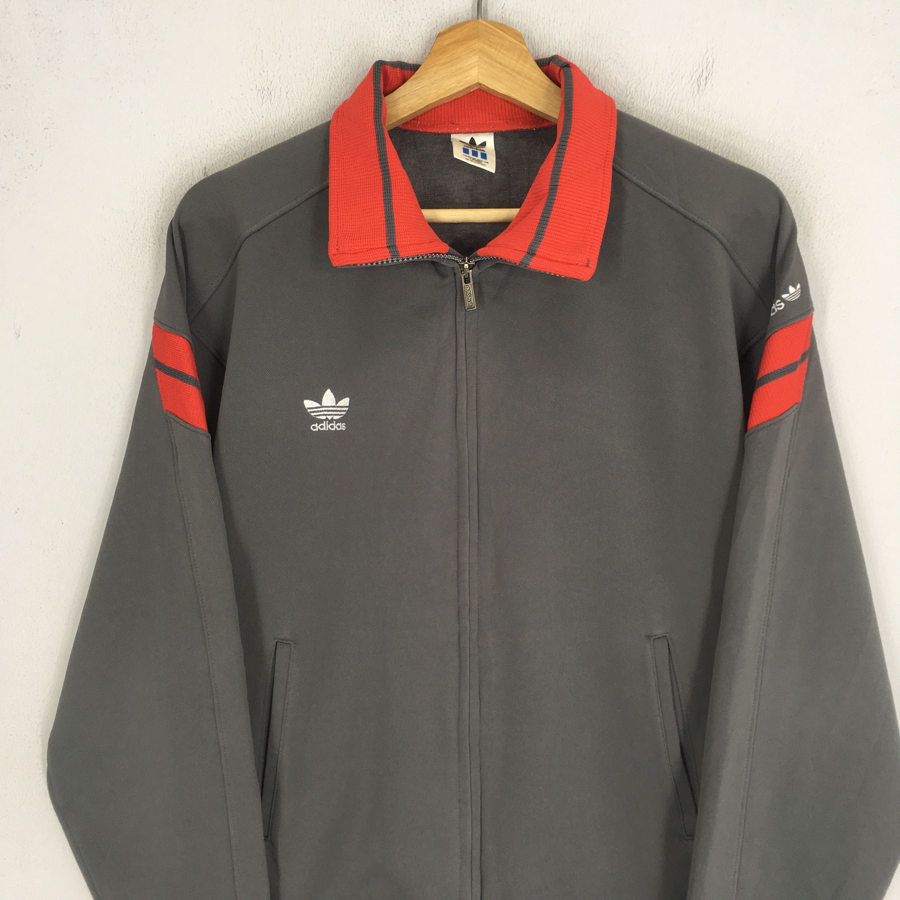 Adidas Vintage 90's Adidas Trefoil Grey Track Top Sweater Sports Size US M / EU 48-50 / 2 - 4 Thumbnail