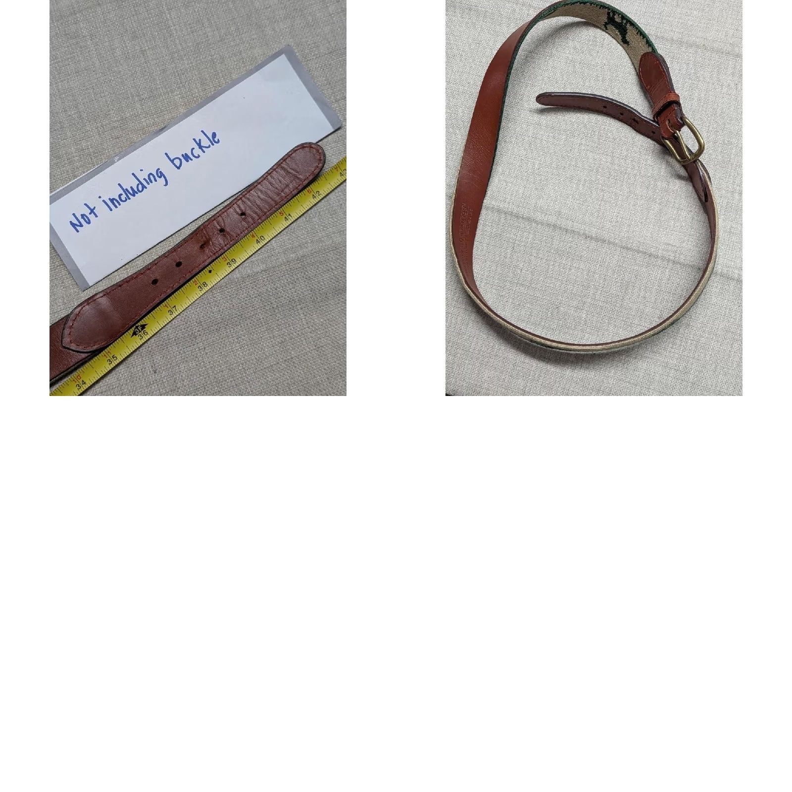 Smathers & Branson VINTAGE Smathers & Branson needlepoint belt 38 brown leather DOG fox hunting GOLF preppy Size 38 - 9 Thumbnail