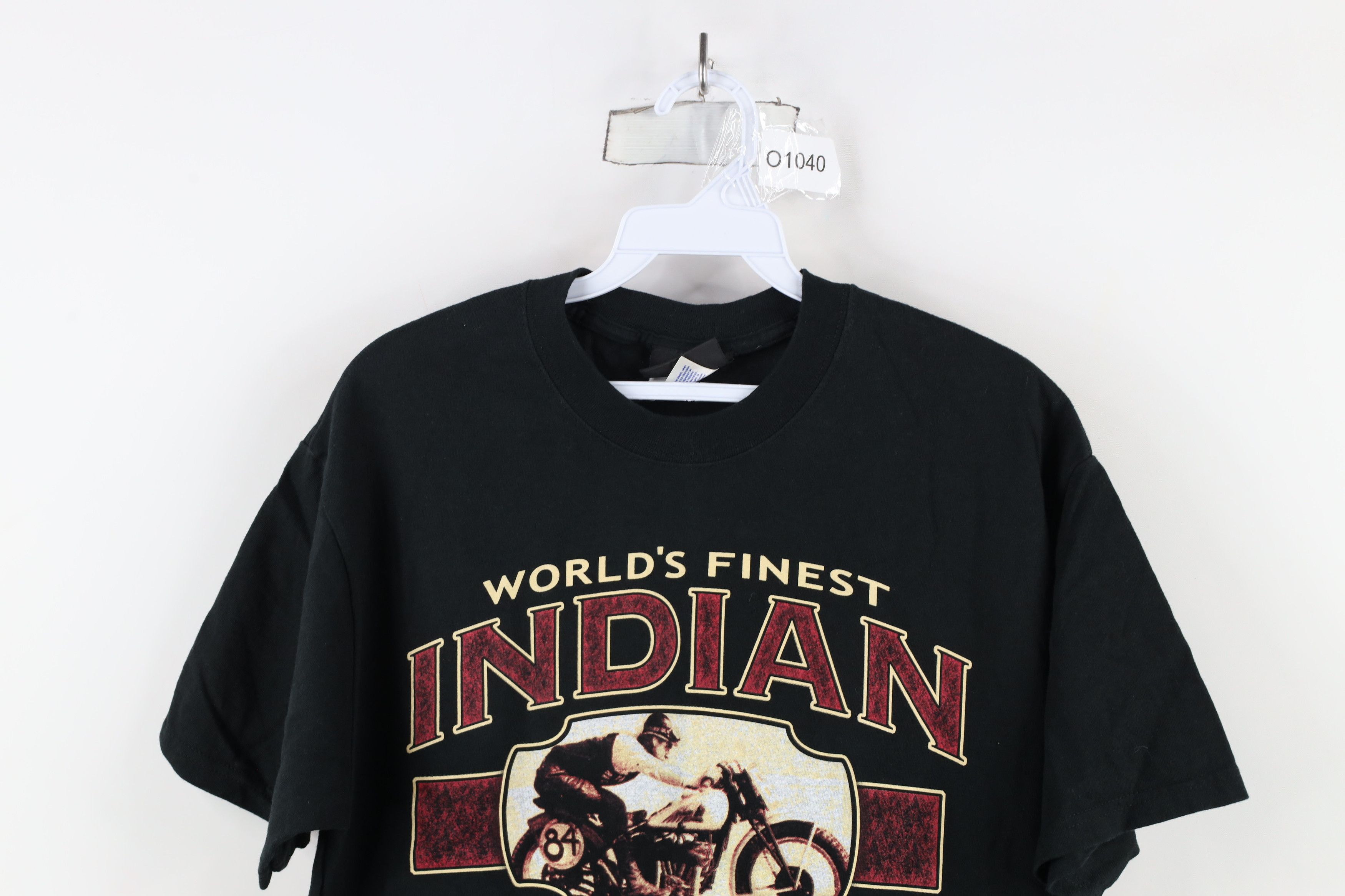 Vintage Vintage 90s Worlds Finest Indian Motorcycle T-Shirt Black Size US M / EU 48-50 / 2 - 2 Thumbnail