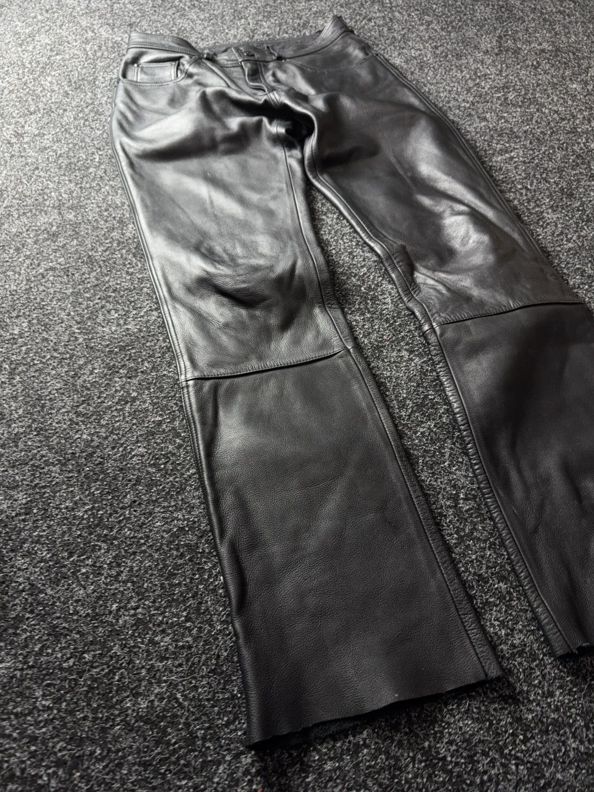 Genuine Leather 00s Racing Moto Biker Rock Punk Chrome Style Leather Pants Size US 32 / EU 48 - 3 Thumbnail